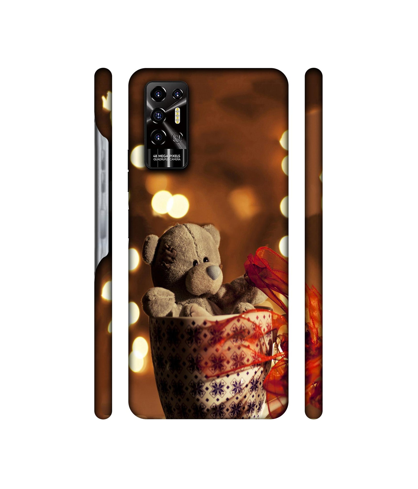 Teddy In Cup Designer Hard Back Cover for Tecno POVA 2