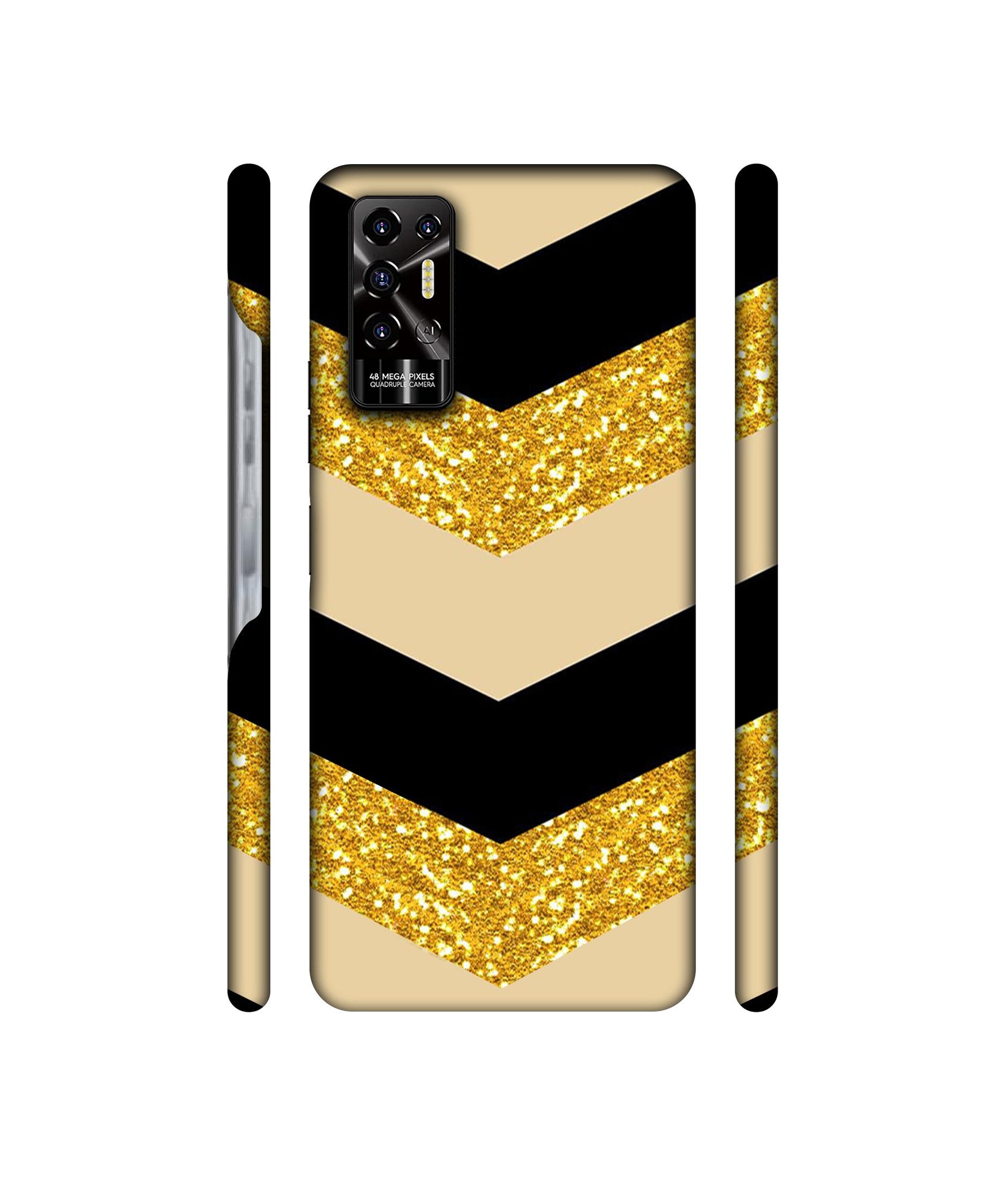 Black & Gold Designer Hard Back Cover for Tecno POVA 2