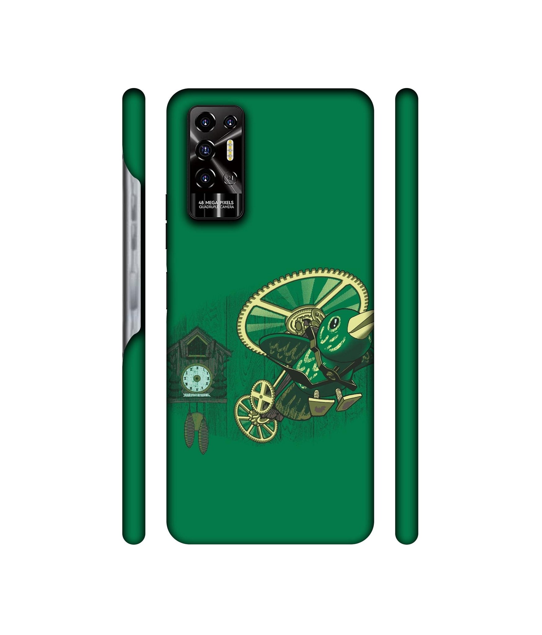 Clock Bird Designer Hard Back Cover for Tecno POVA 2
