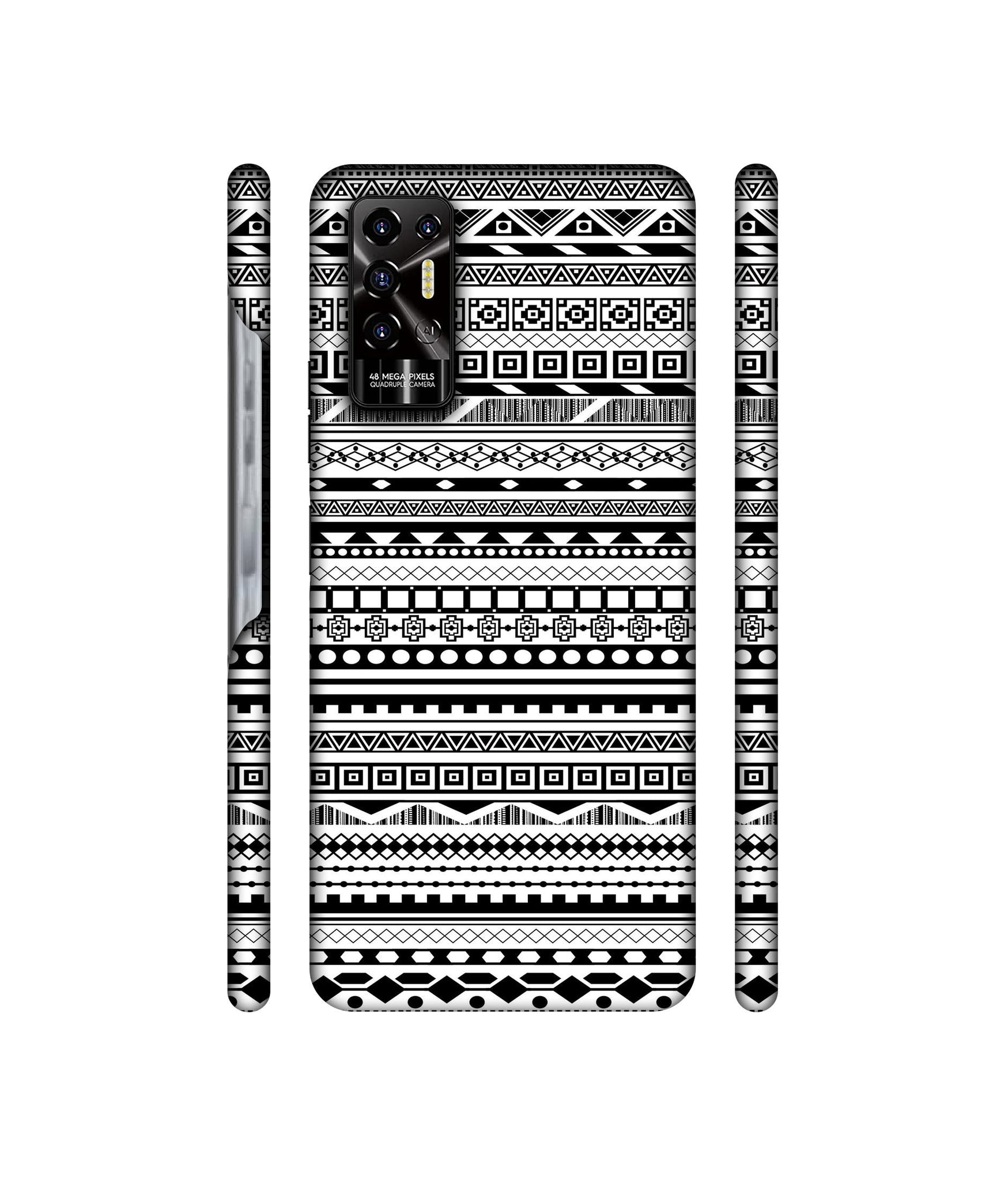 Black & White Patterns Designer Hard Back Cover for Tecno POVA 2