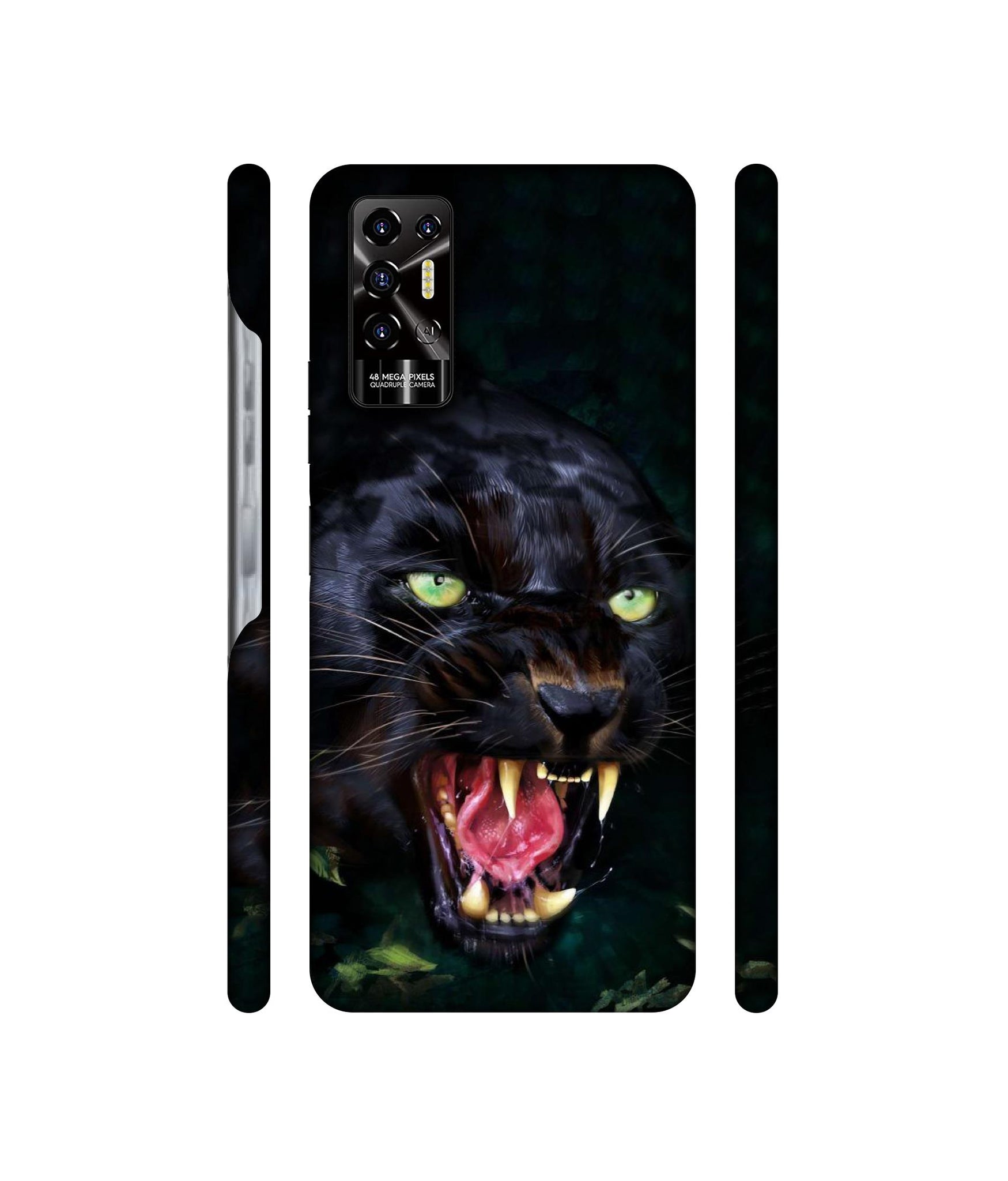 Angry Black Tiger Face Designer Hard Back Cover for Tecno POVA 2