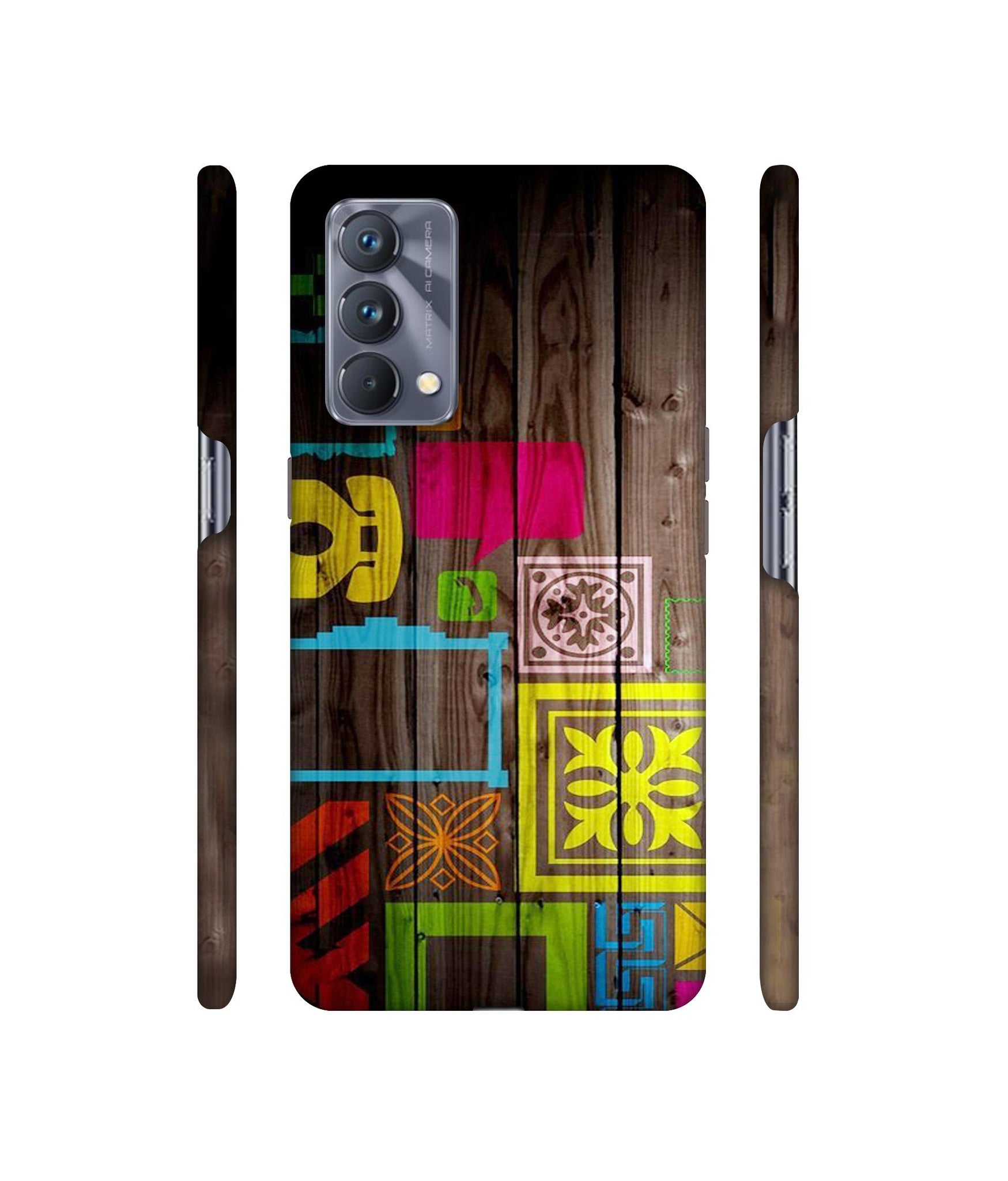 Stamps on Wooden Texture Designer Hard Back Cover for Realme GT Master Edition