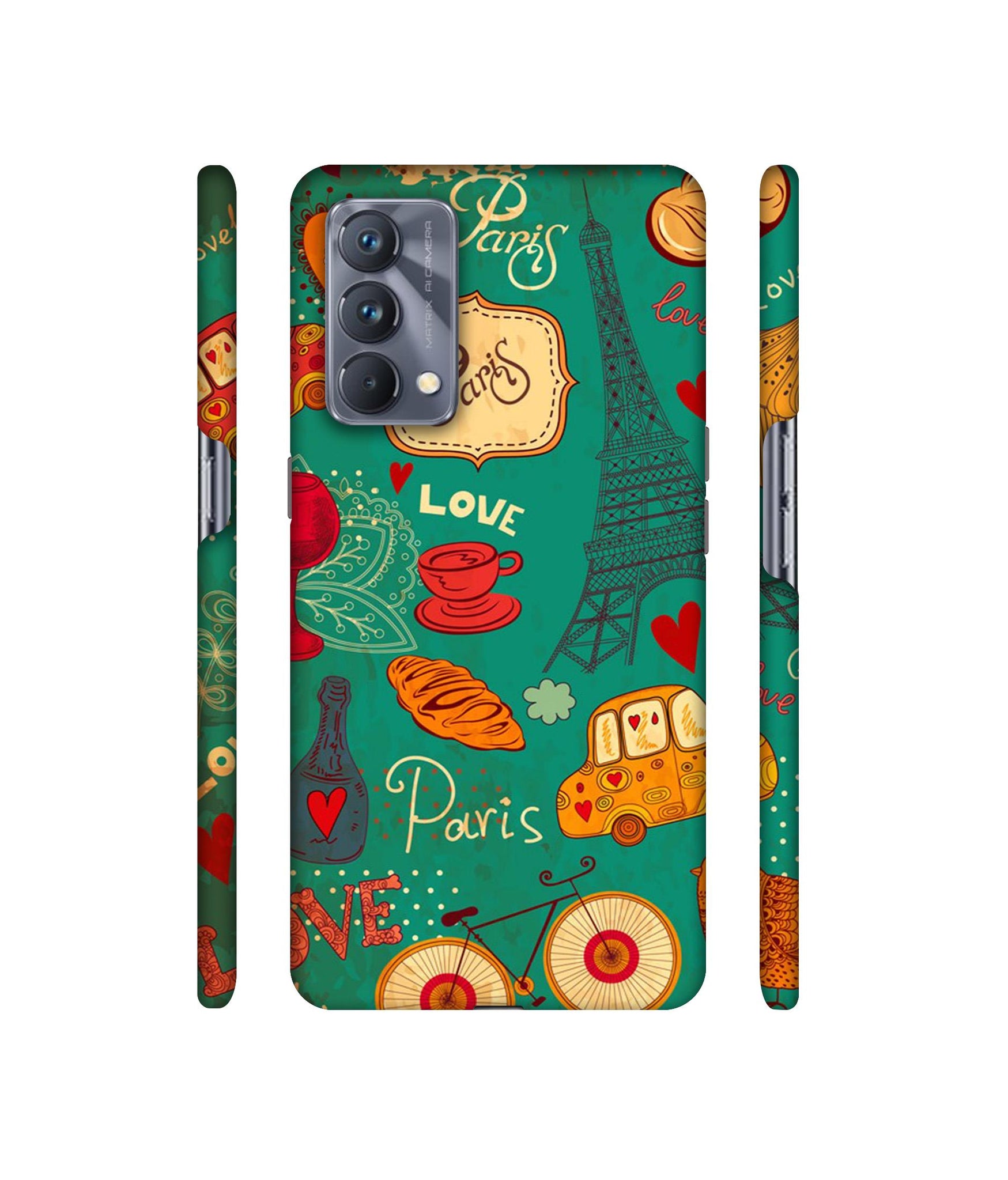Paris Love Print Designer Hard Back Cover for Realme GT Master Edition