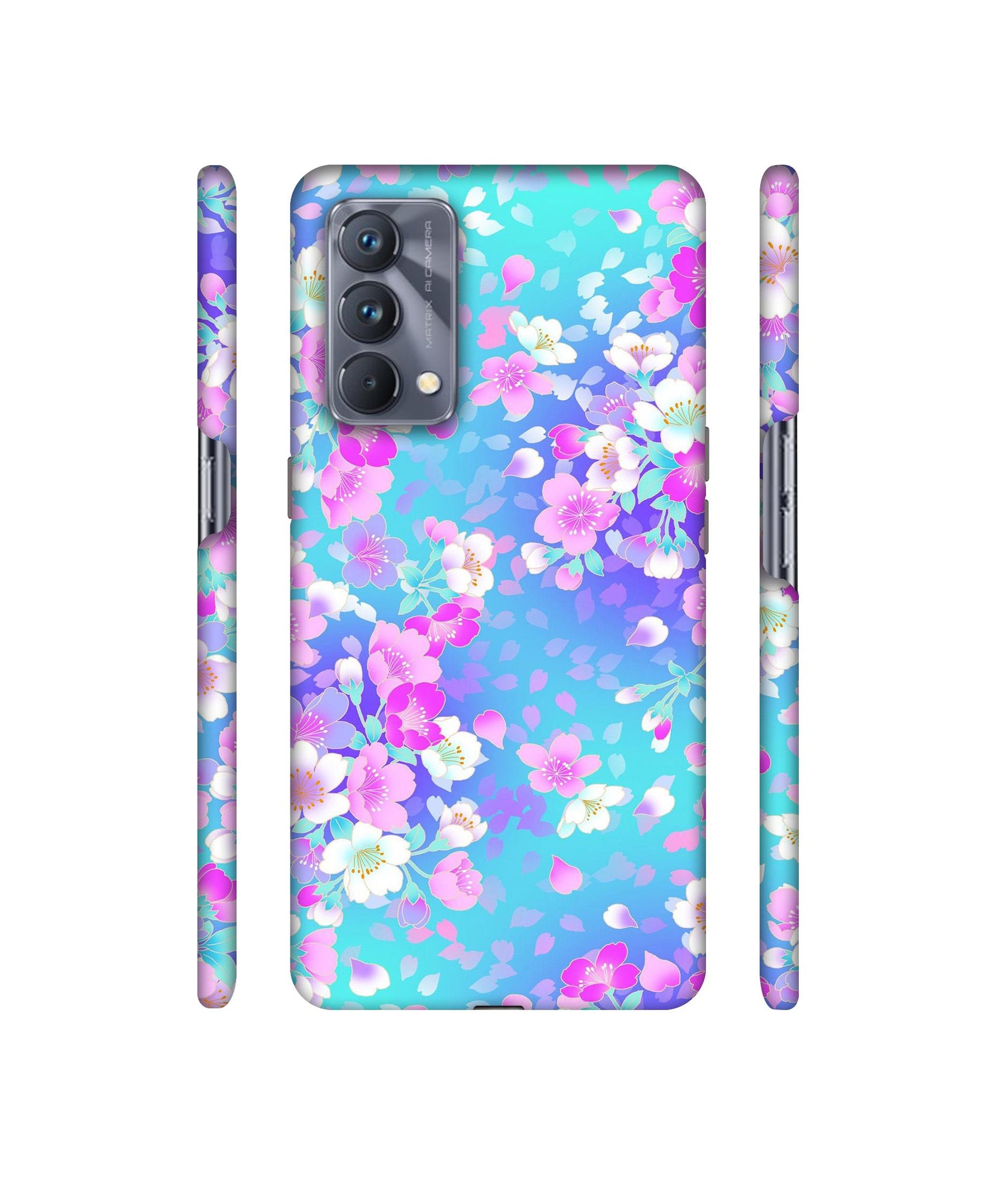 Floral Blue Pattern Designer Hard Back Cover for Realme GT Master Edition