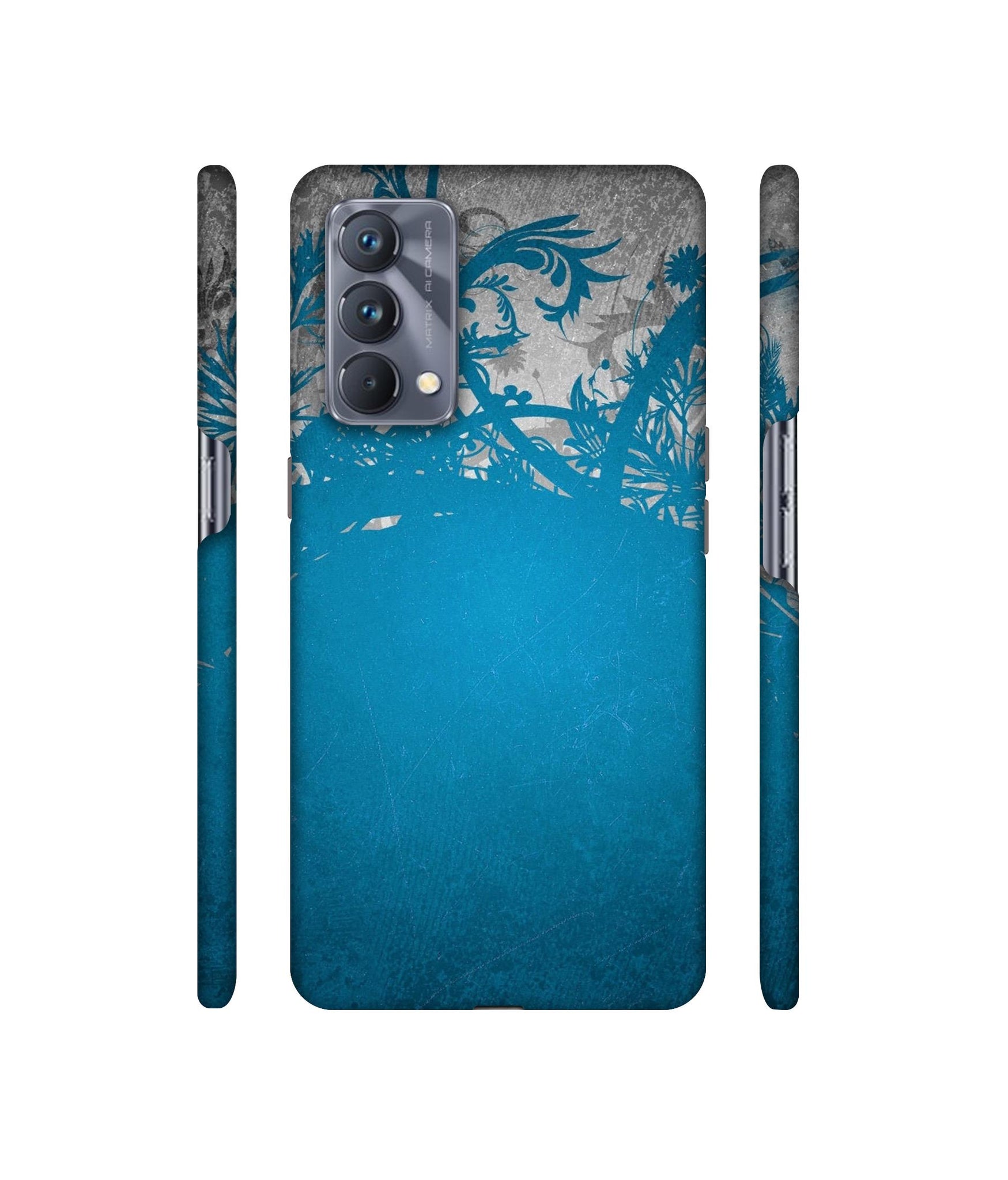 Blue Floral Pattern Designer Hard Back Cover for Realme GT Master Edition
