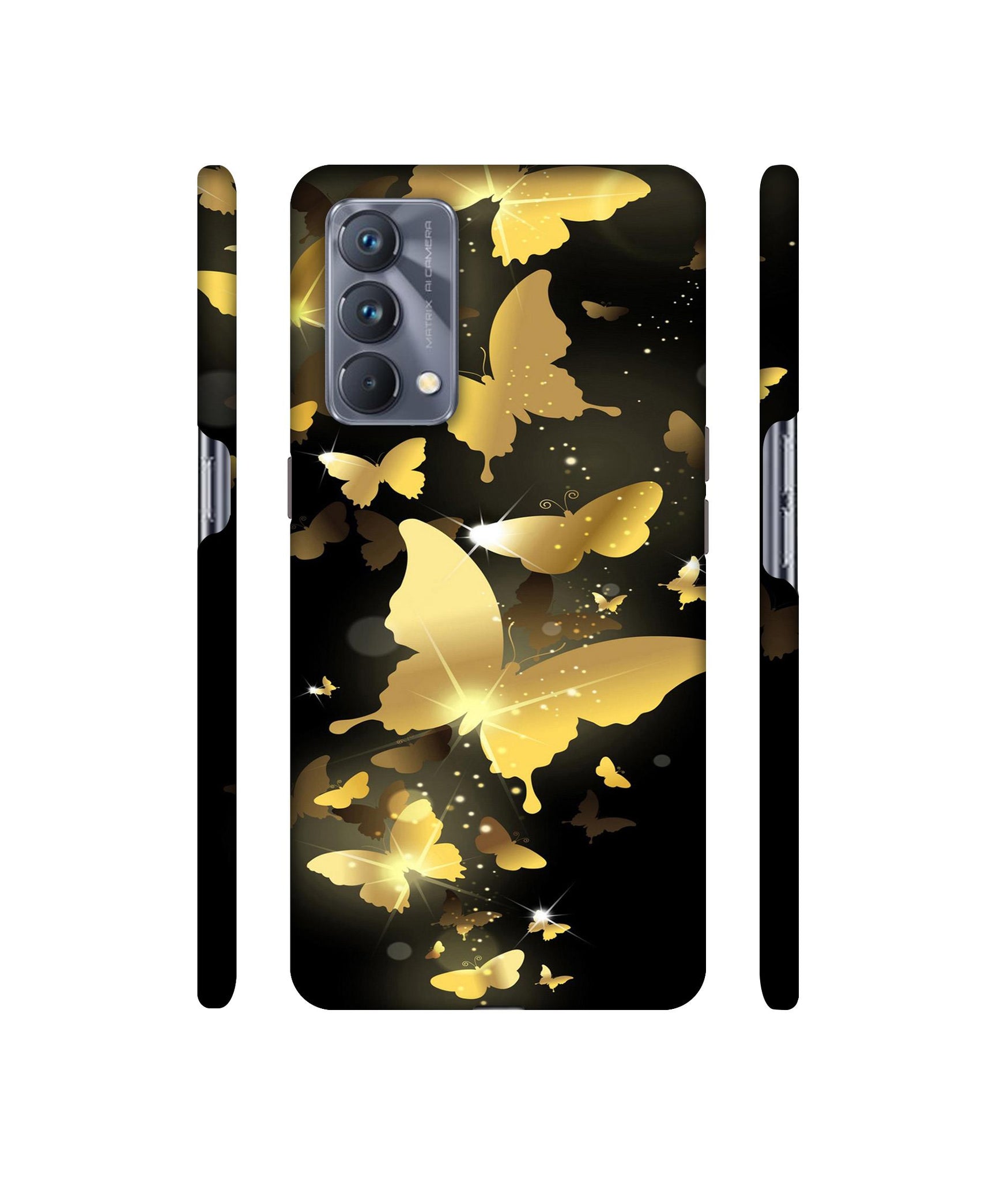 Golden Butterfly Pattern Designer Hard Back Cover for Realme GT Master Edition