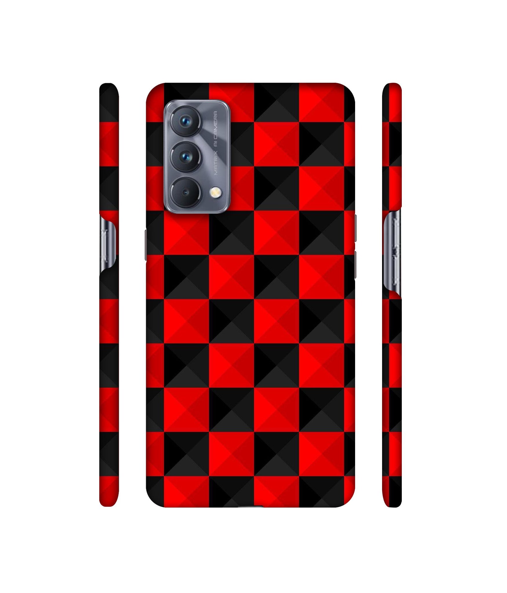 Red N Black Cubes Designer Hard Back Cover for Realme GT Master Edition