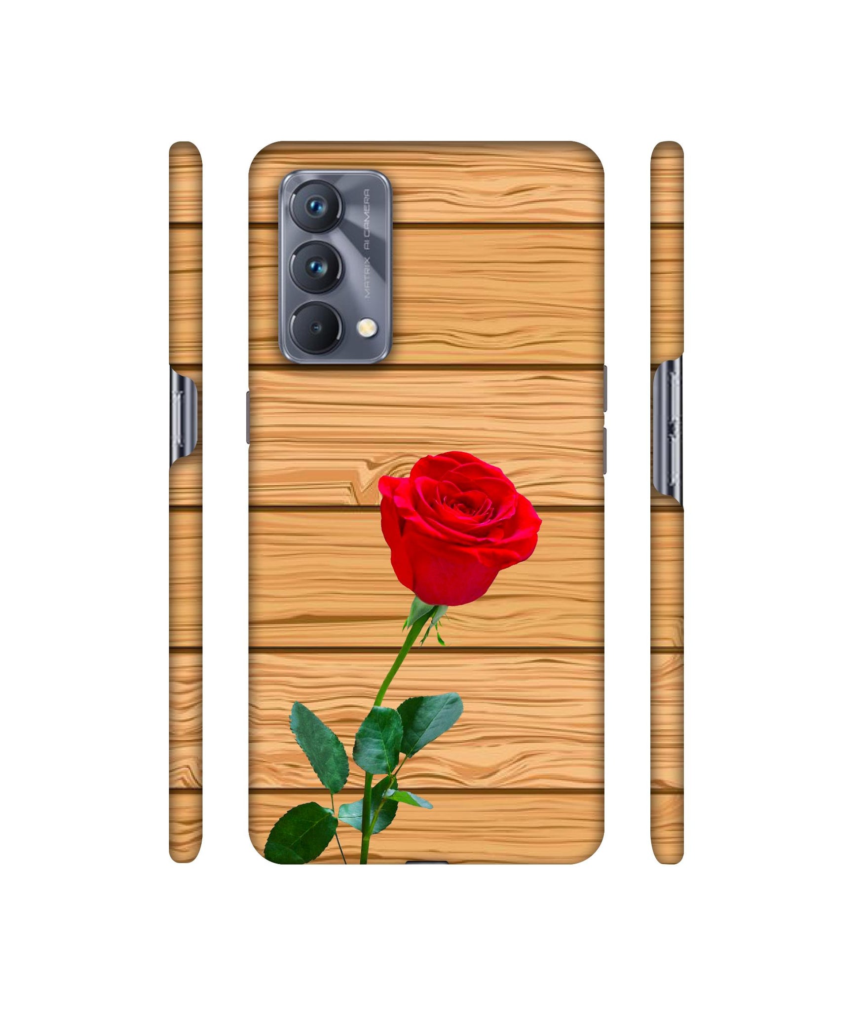 Rose With Wooden Texture Designer Hard Back Cover for Realme GT Master Edition
