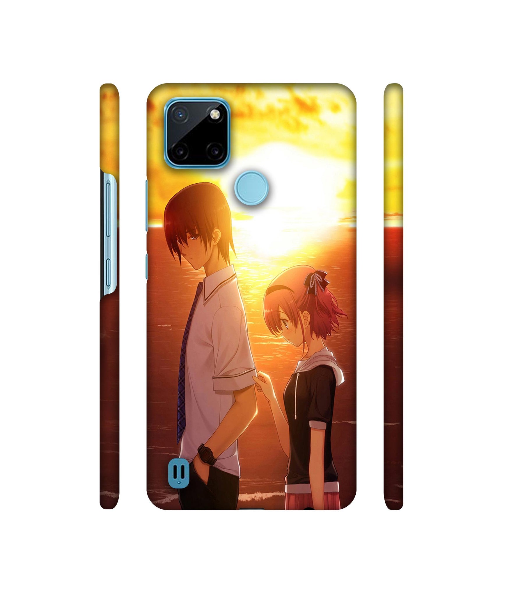 Girl Boy Sunset Sea Designer Hard Back Cover for Realme C21Y