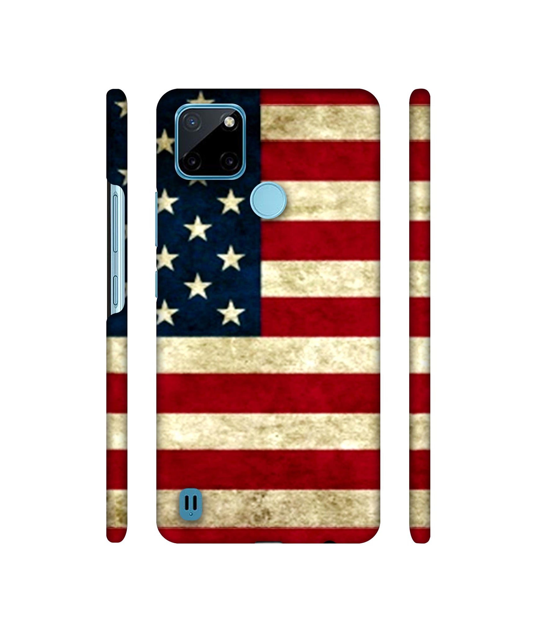 Multicoloured USA Flag Designer Hard Back Cover for Realme C21Y