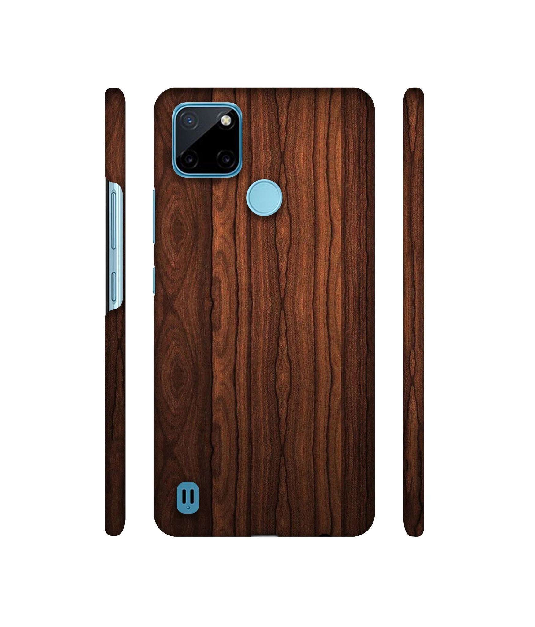 Brown Wooden Texture Designer Hard Back Cover for Realme C21Y
