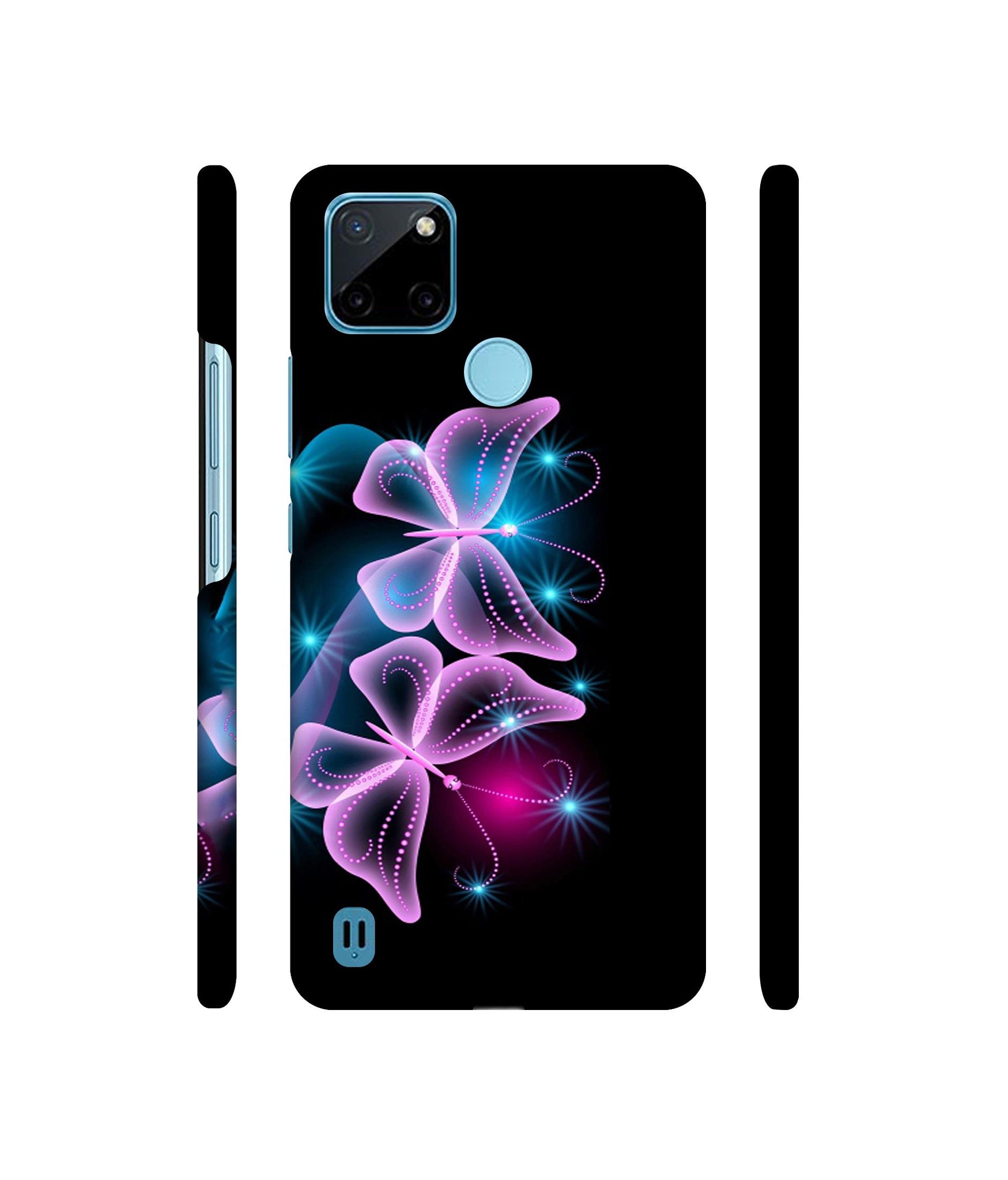 Butterflies Neon Light Designer Hard Back Cover for Realme C21Y