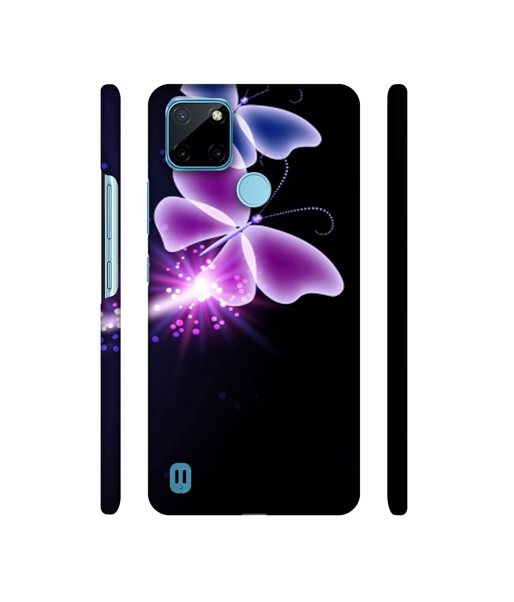 Neon Butterfly Light Abstract Shine Designer Hard Back Cover for Realme C21Y
