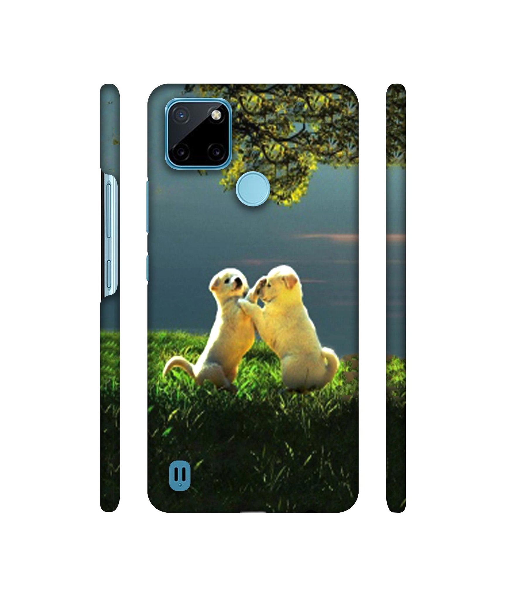Puppy Couple Play Kids Nature Designer Hard Back Cover for Realme C21Y