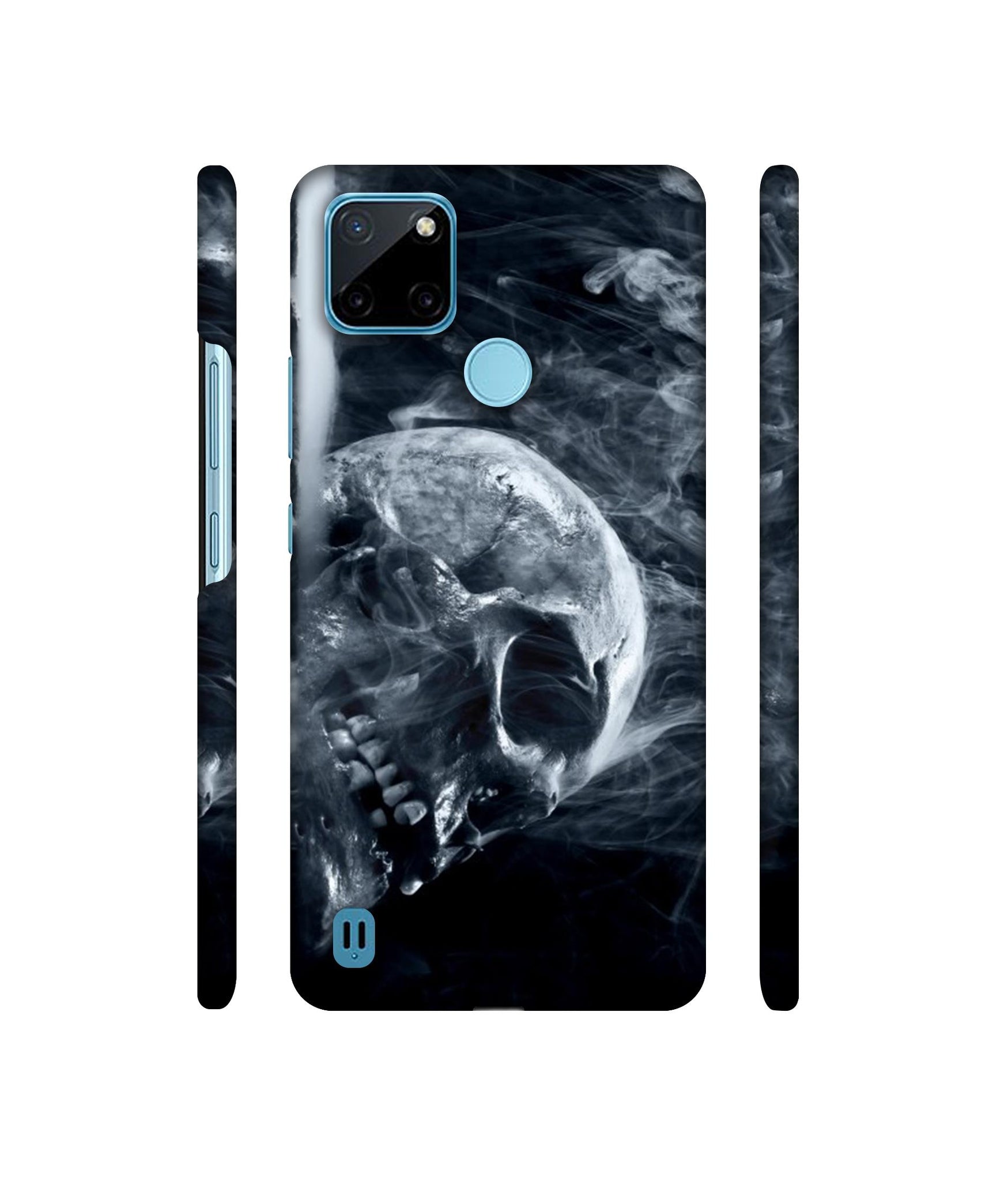 Skull Smoke Blue Scary Death Designer Hard Back Cover for Realme C21Y