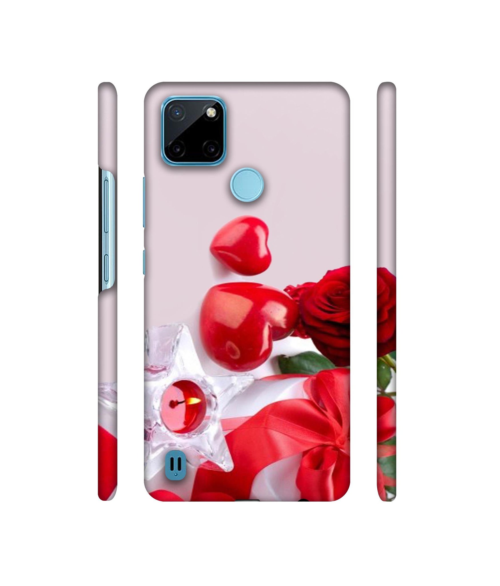 Red Rose Heart Valentines Couple Designer Hard Back Cover for Realme C21Y