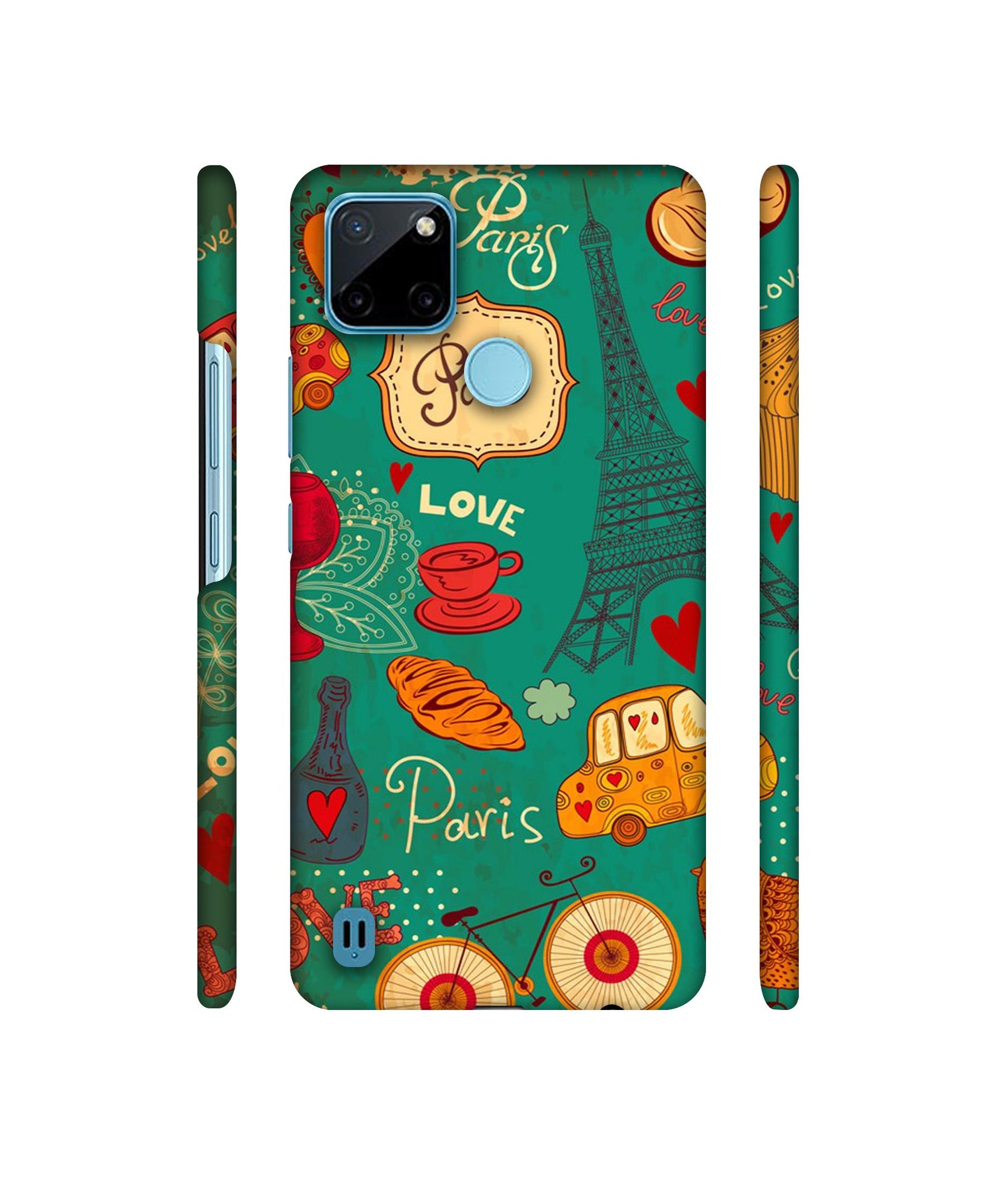 Paris Love Print Designer Hard Back Cover for Realme C21Y