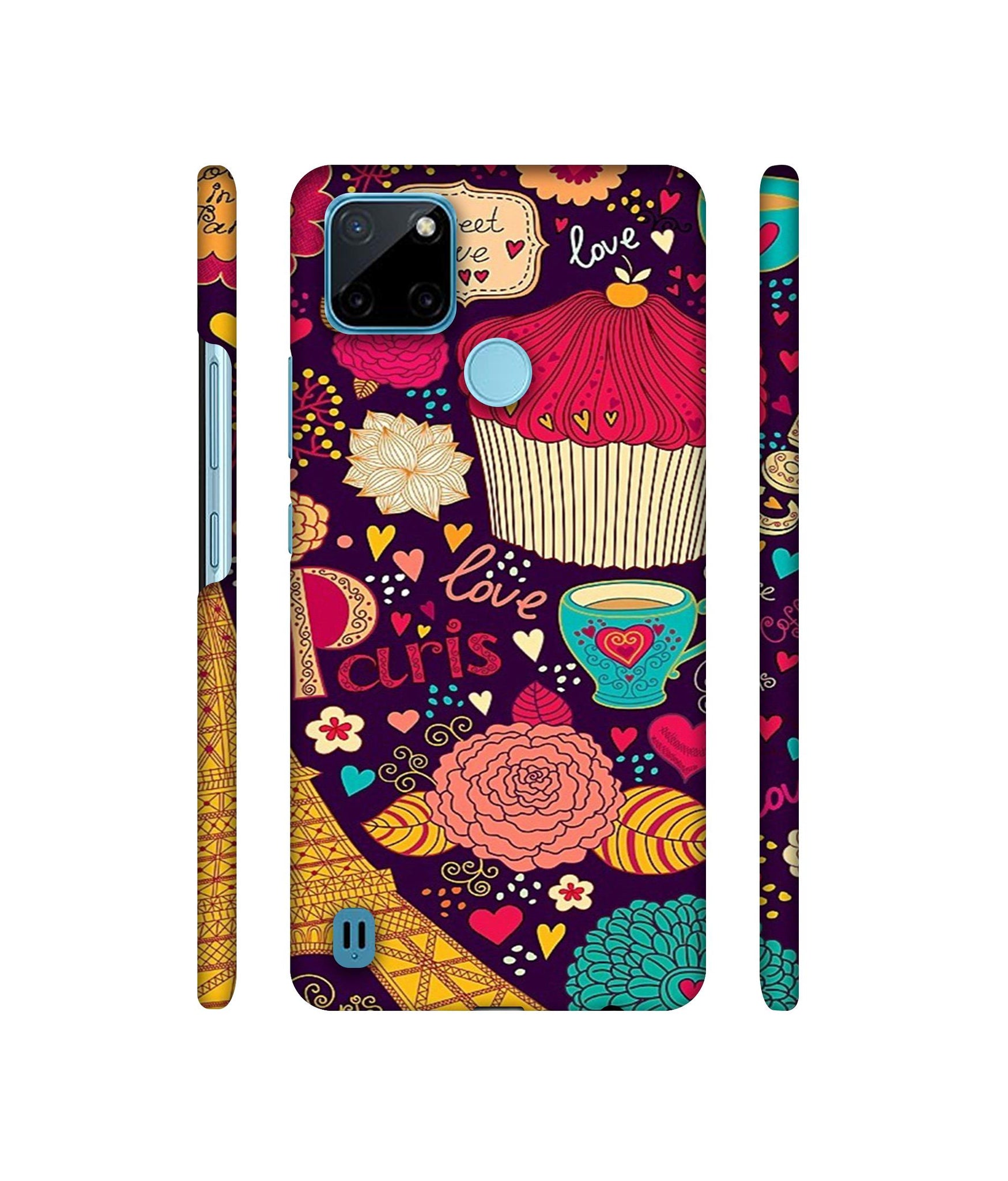 Paris Flower Love Designer Hard Back Cover for Realme C21Y