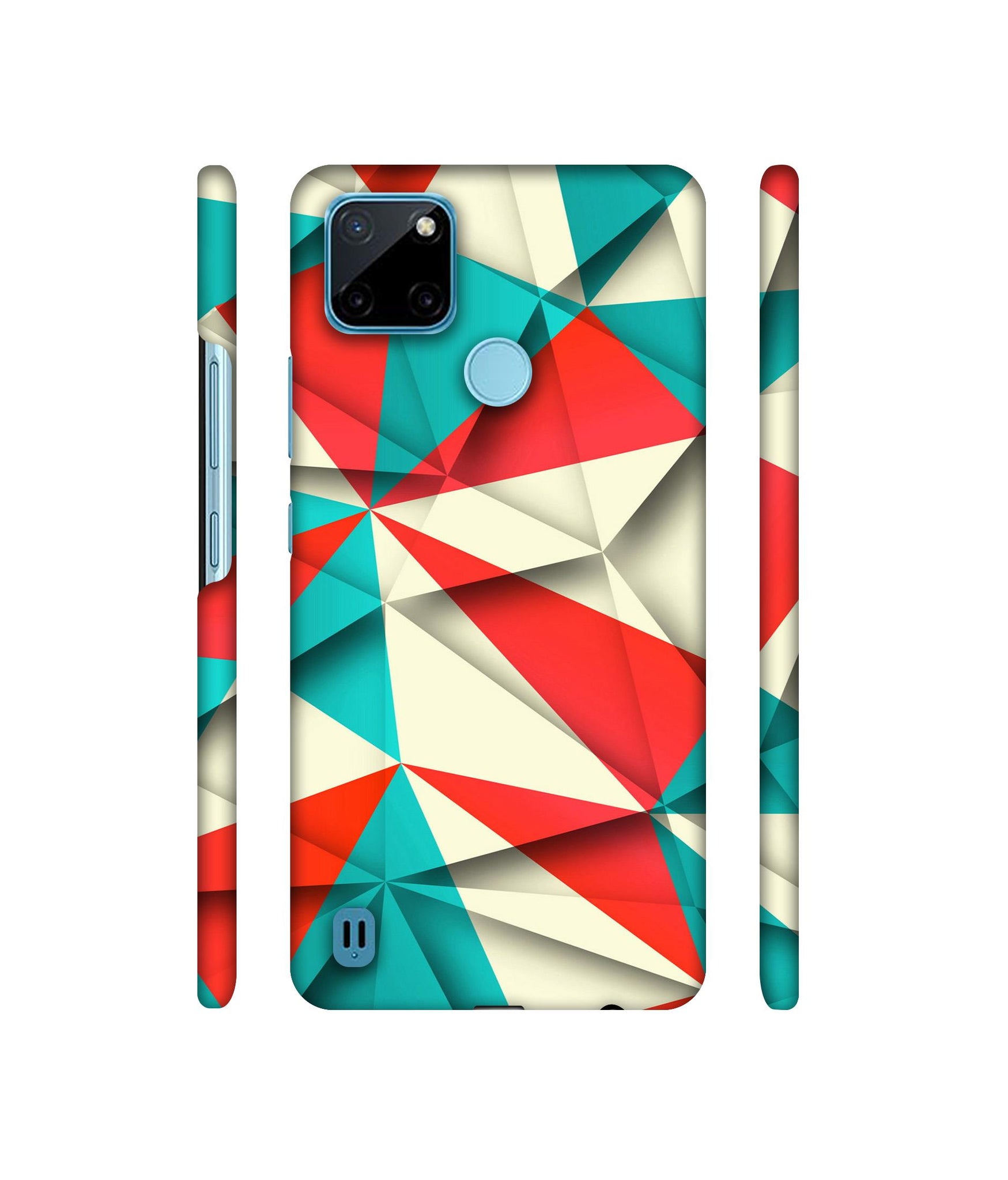Red Blue White Pattern Designer Hard Back Cover for Realme C21Y