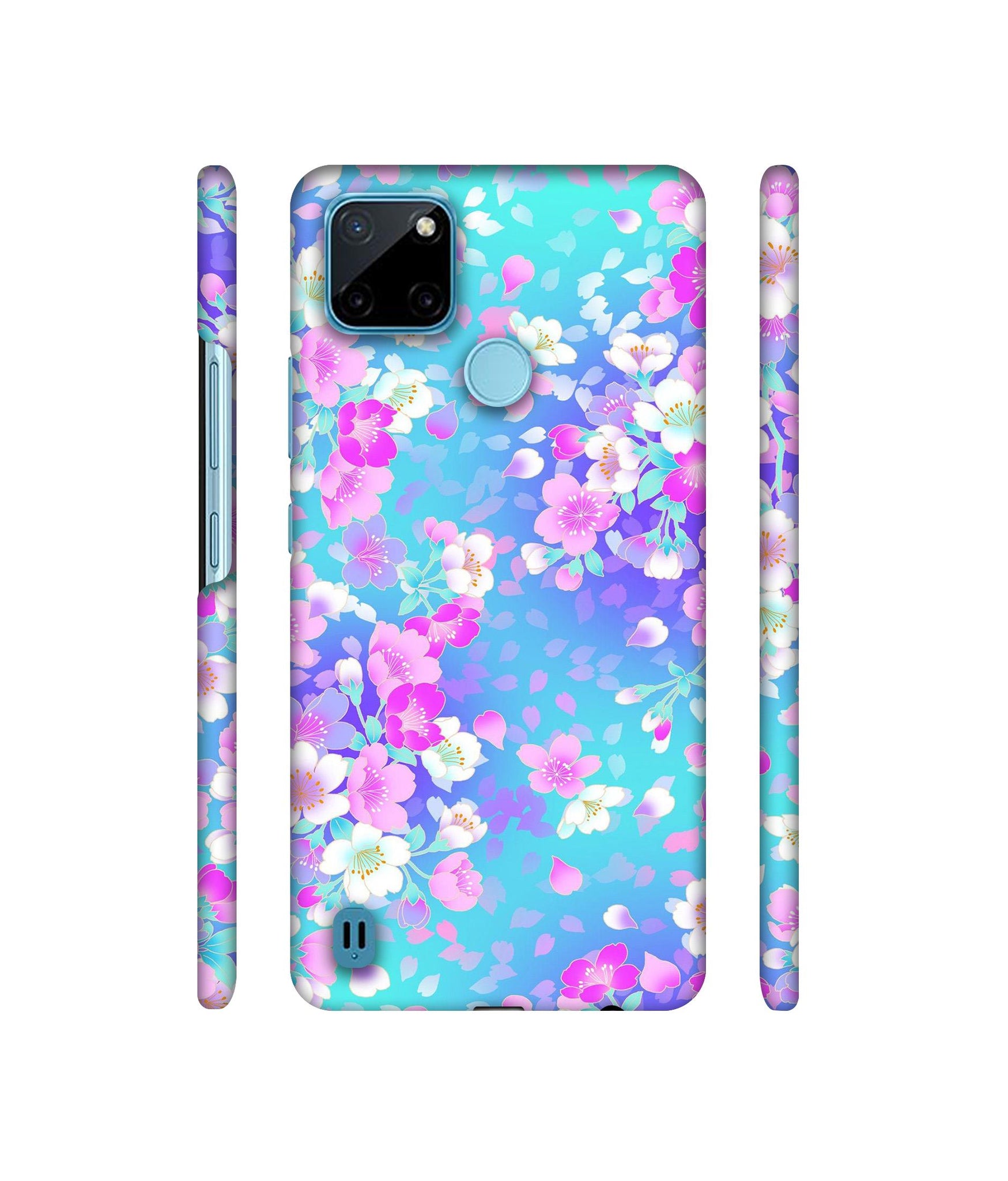 Floral Blue Pattern Designer Hard Back Cover for Realme C21Y
