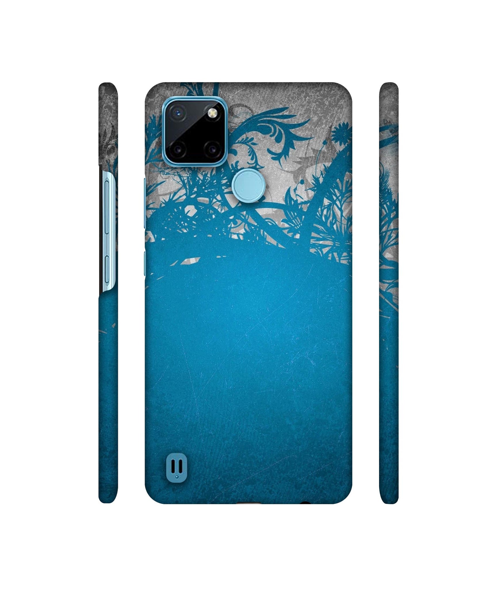 Blue Floral Pattern Designer Hard Back Cover for Realme C21Y