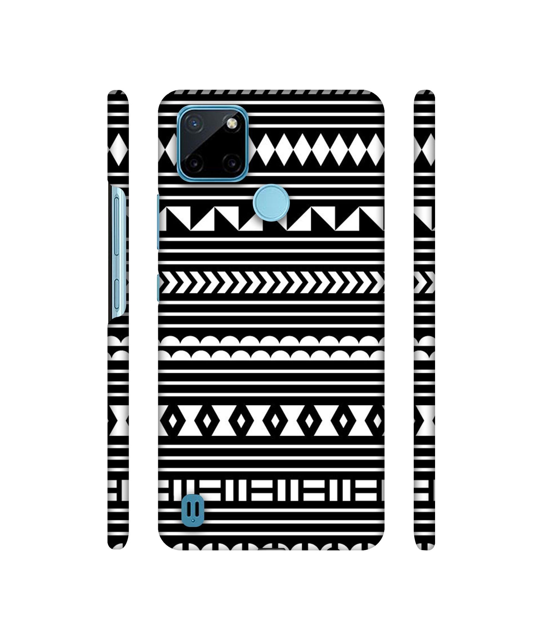 Black Pattern Designer Hard Back Cover for Realme C21Y