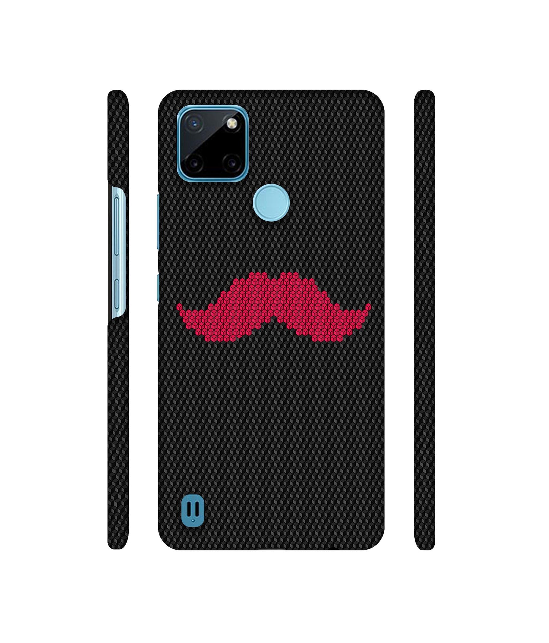 Pink Mustache Pattern Designer Hard Back Cover for Realme C21Y