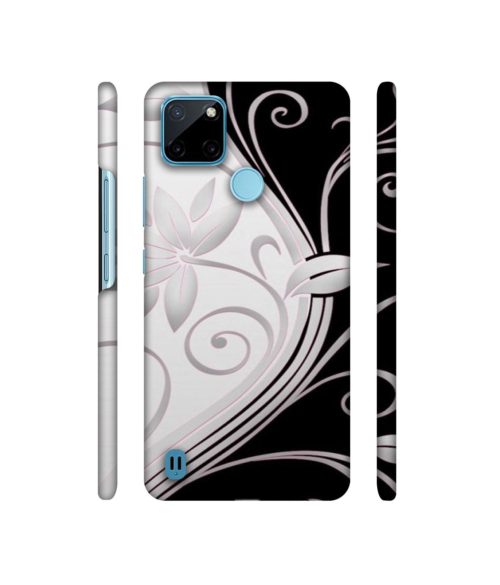 Black And White Flower Designer Hard Back Cover for Realme C21Y
