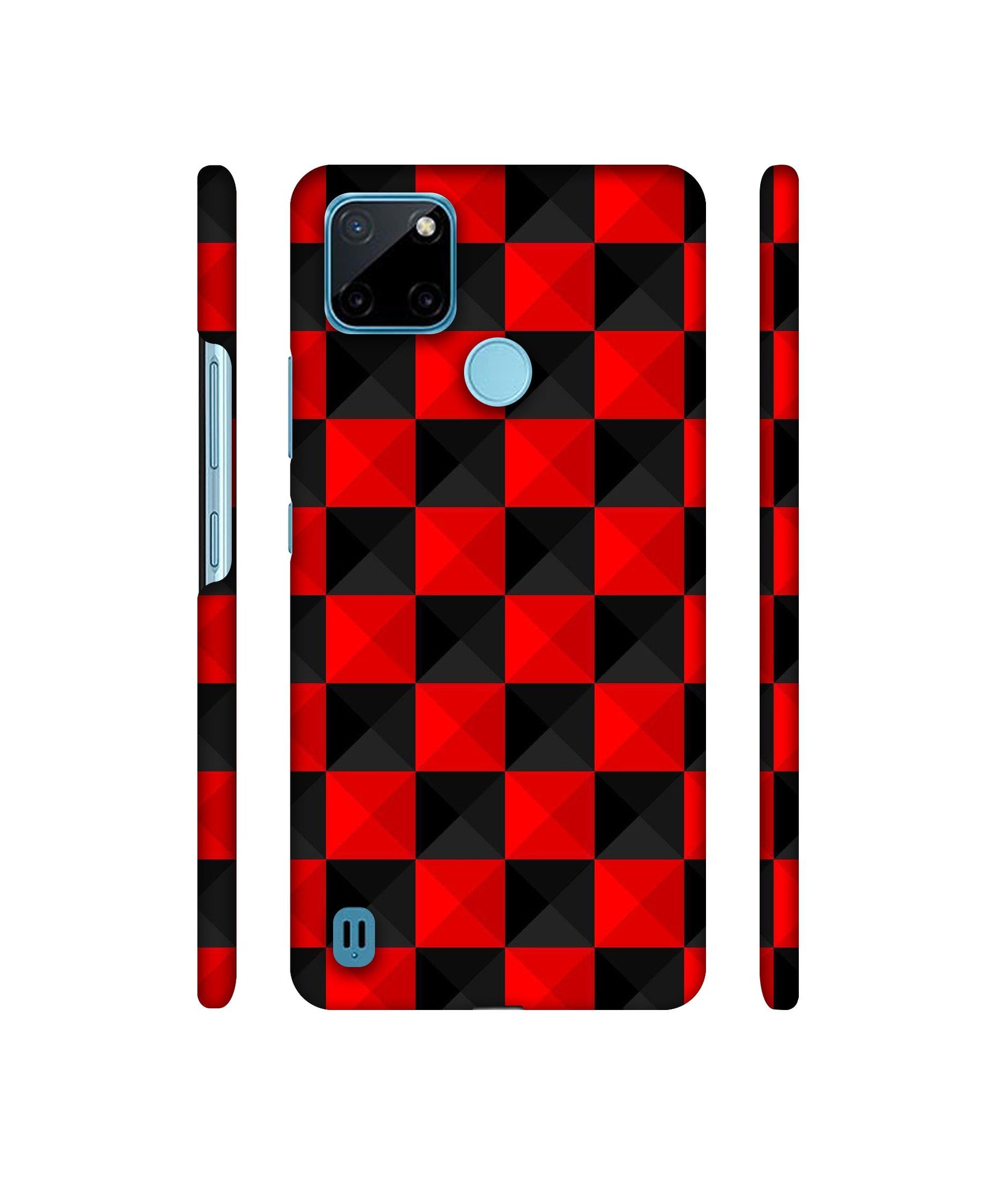 Red N Black Cubes Designer Hard Back Cover for Realme C21Y