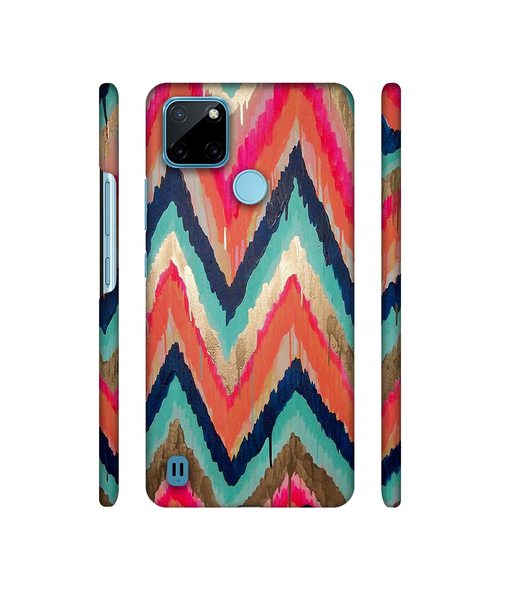 Colorful Zig-Zag Lines Art Designer Hard Back Cover for Realme C21Y