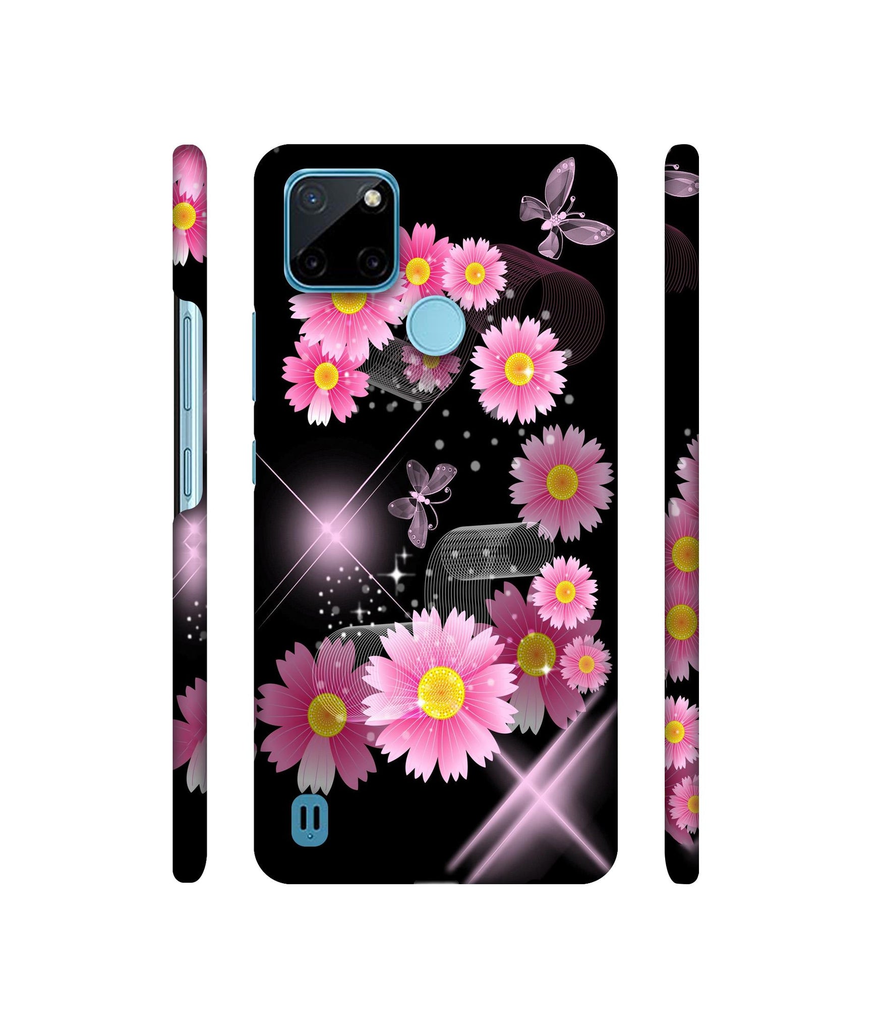 Pink Flower Designer Hard Back Cover for Realme C21Y