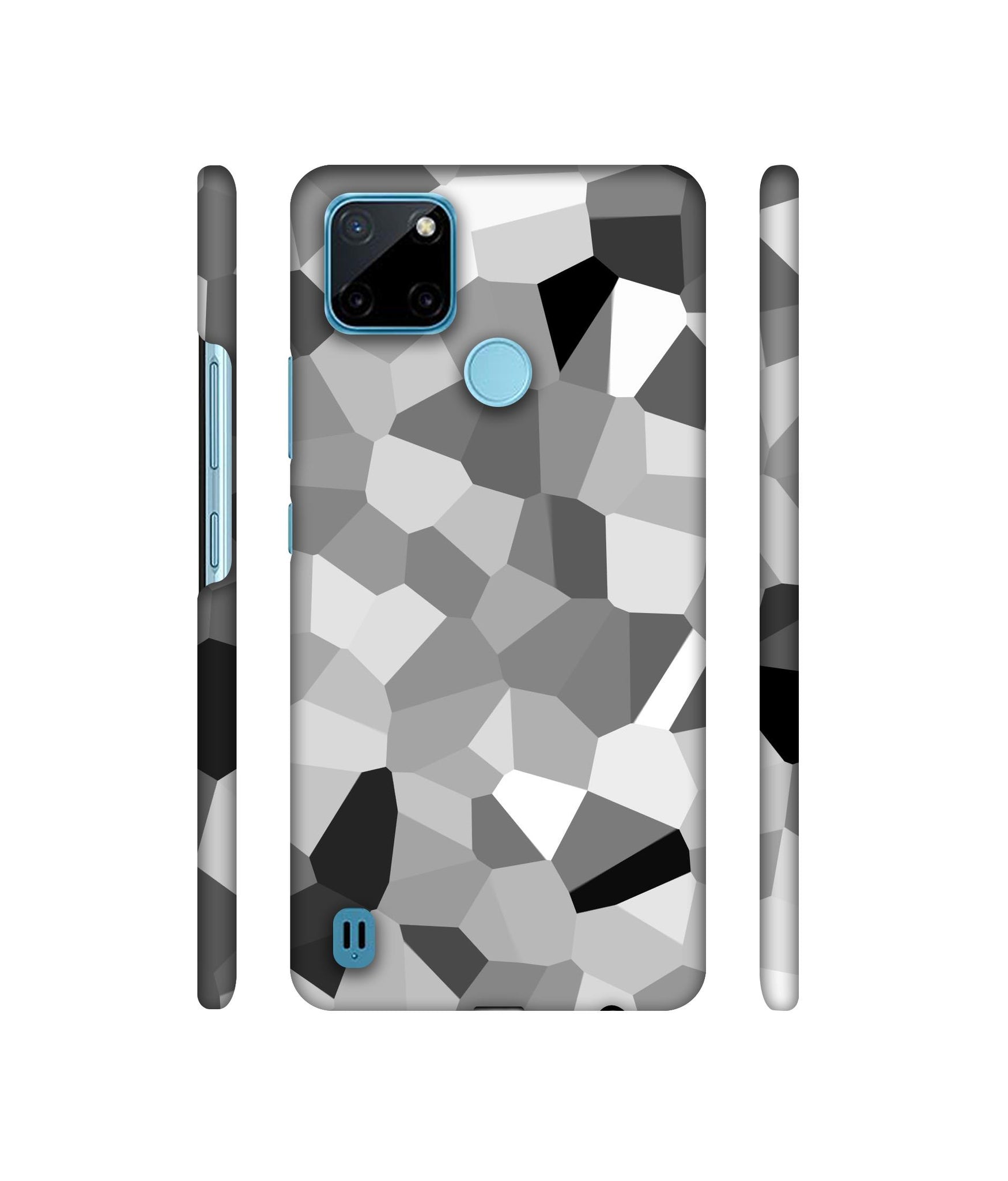 Black & White Mathematical Shape Designer Hard Back Cover for Realme C21Y