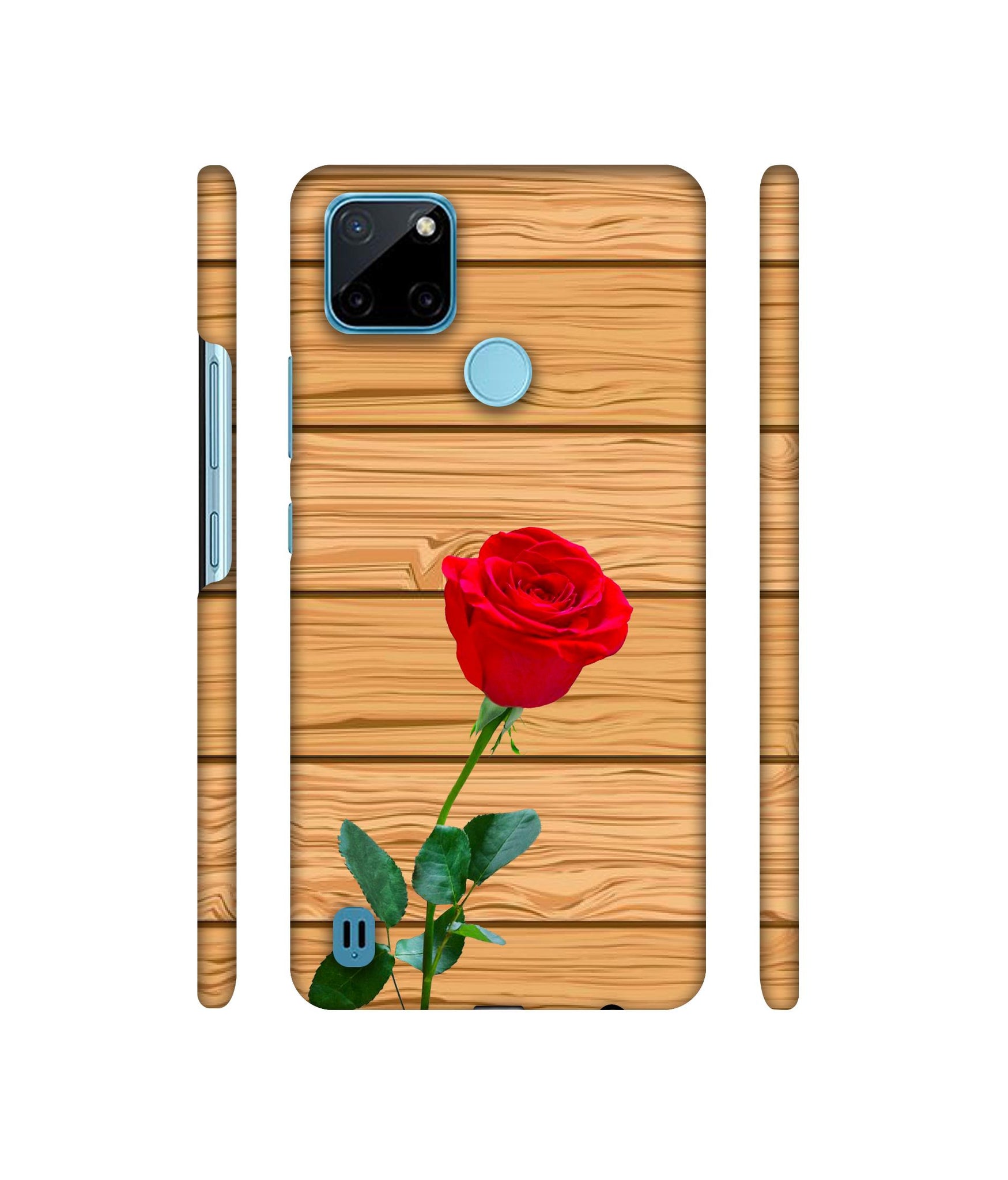 Rose With Wooden Texture Designer Hard Back Cover for Realme C21Y