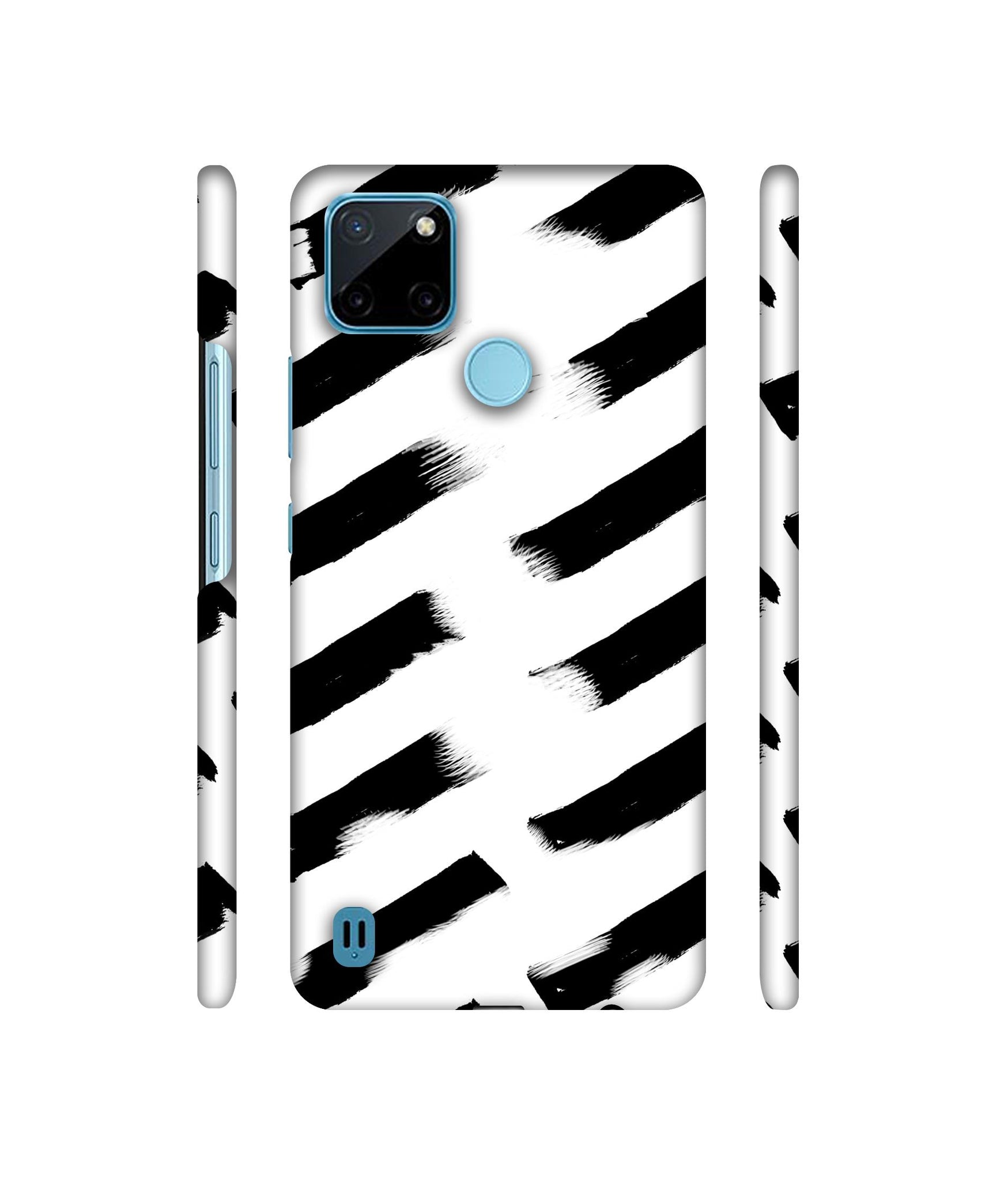 Black & White Rectangle Designer Hard Back Cover for Realme C21Y