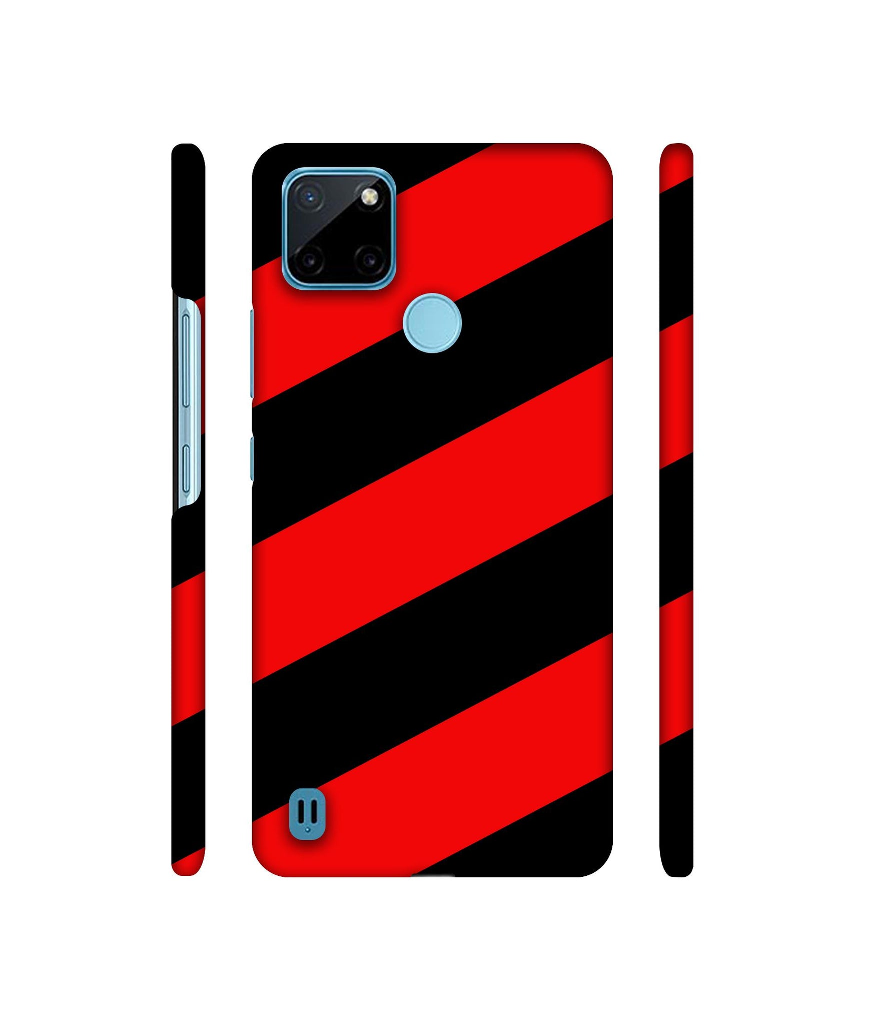 Red and Black Line Designer Hard Back Cover for Realme C21Y