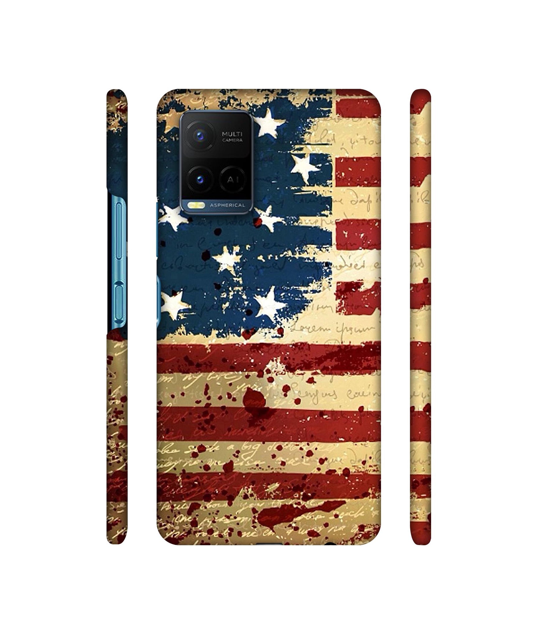 Colorful USA Flag Designer Hard Back Cover for Vivo Y21