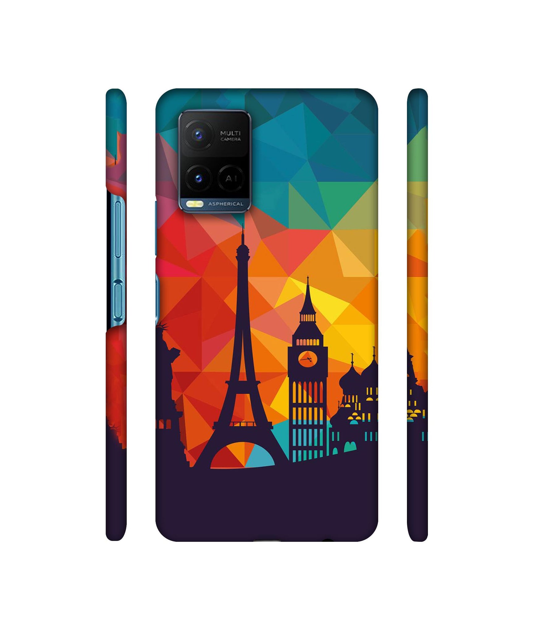 Colored Paris Designer Hard Back Cover for Vivo Y21