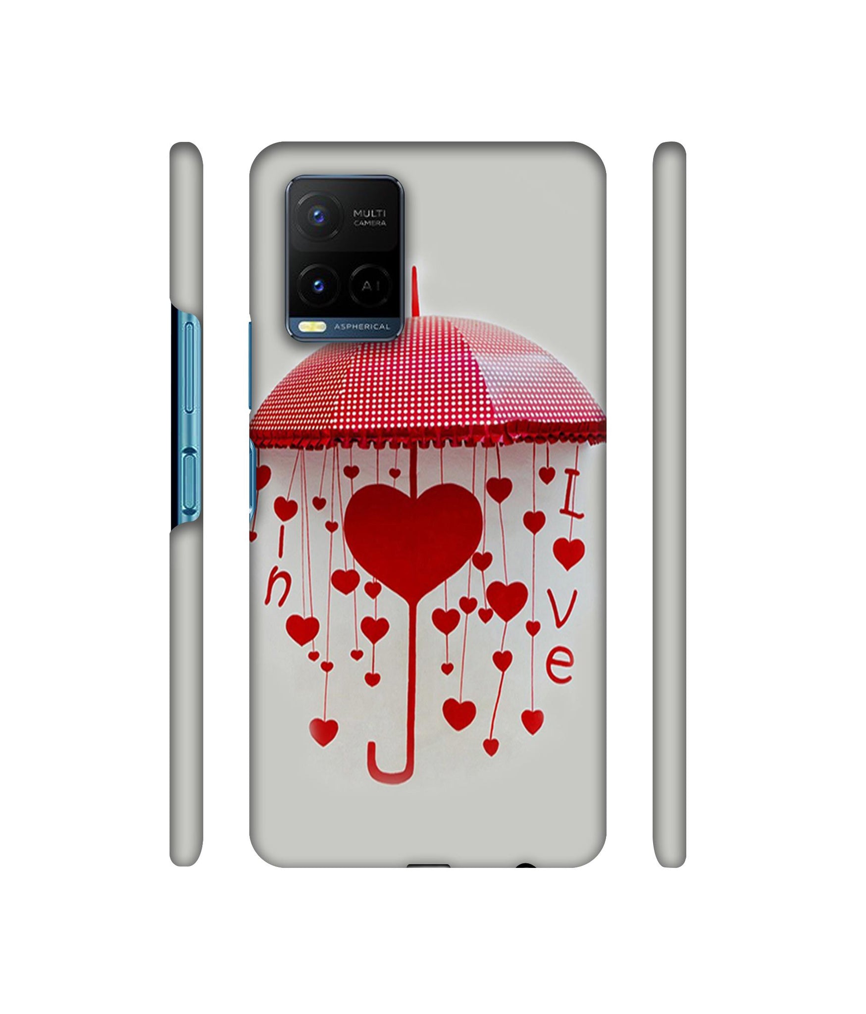 Love Heart Designer Hard Back Cover for Vivo Y21