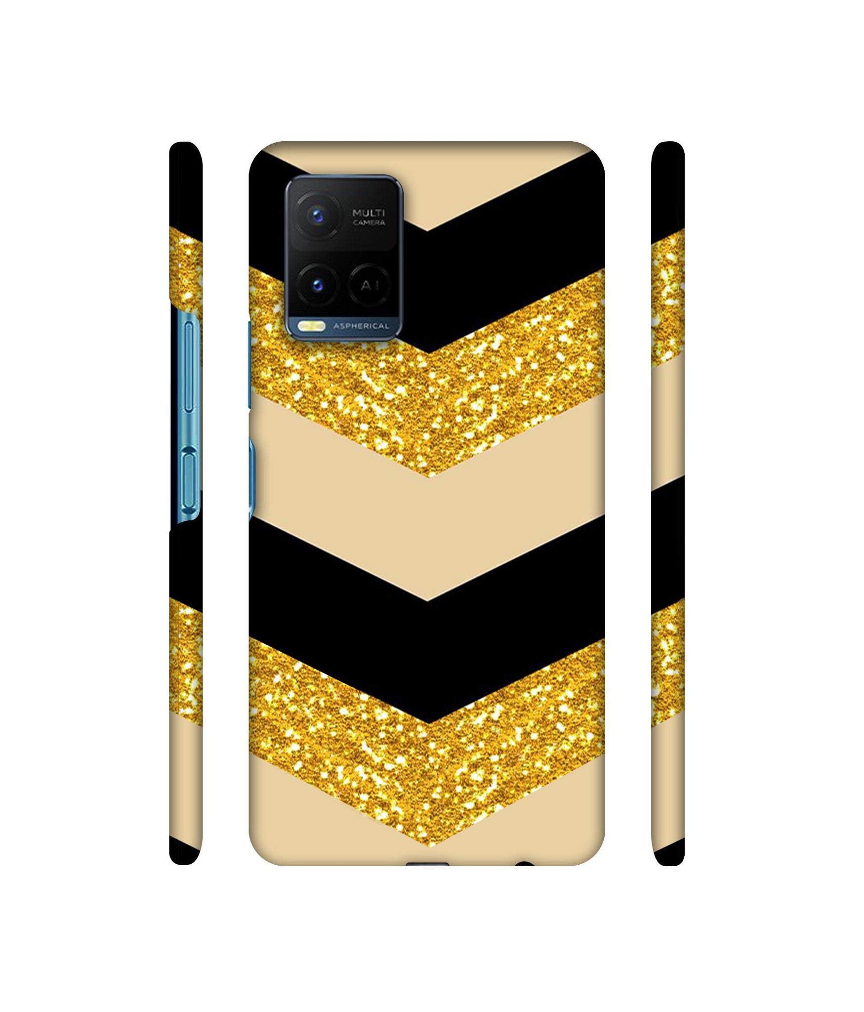 Black & Gold Designer Hard Back Cover for Vivo Y21