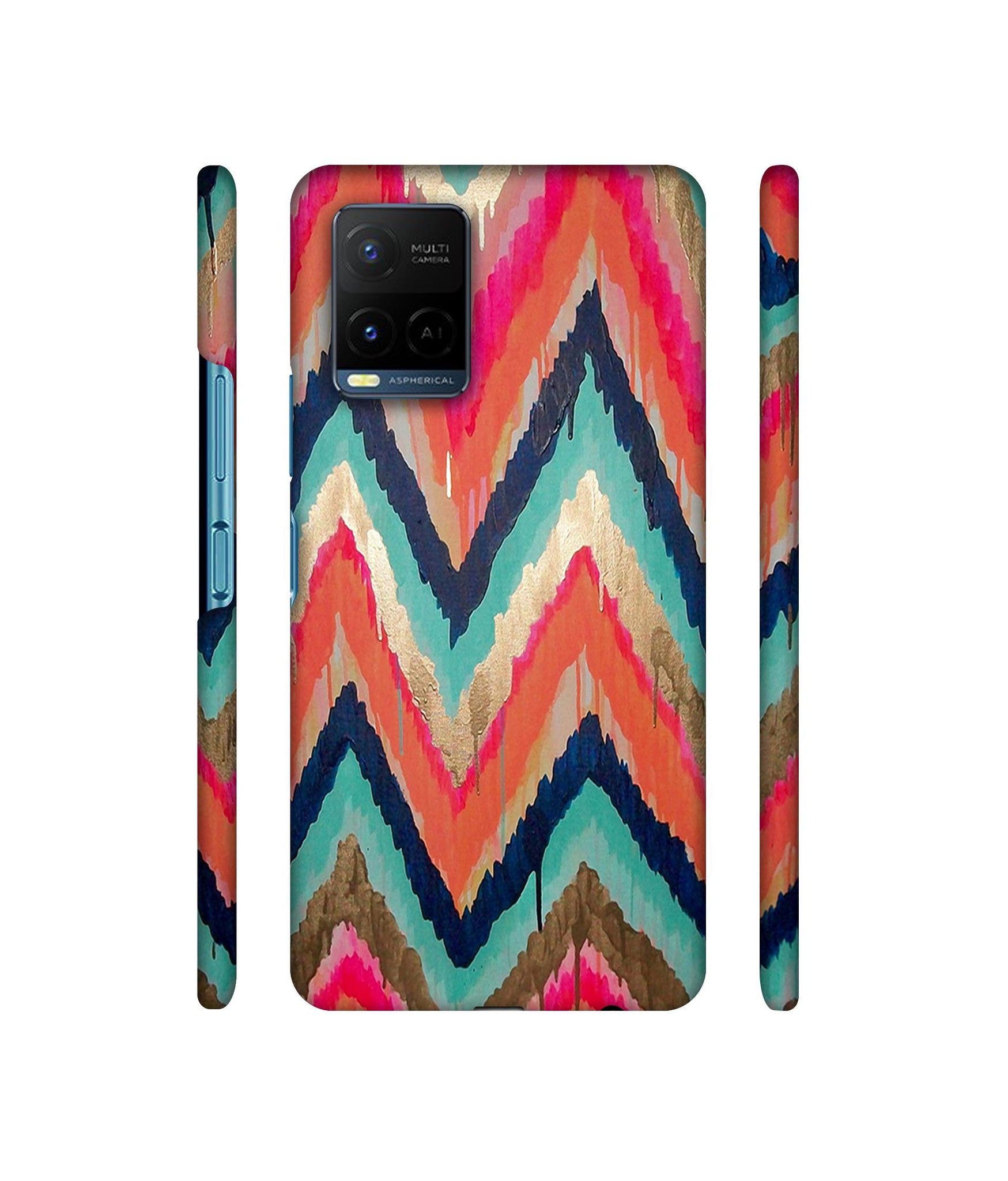 Colorful Zig-Zag Lines Art Designer Hard Back Cover for Vivo Y21