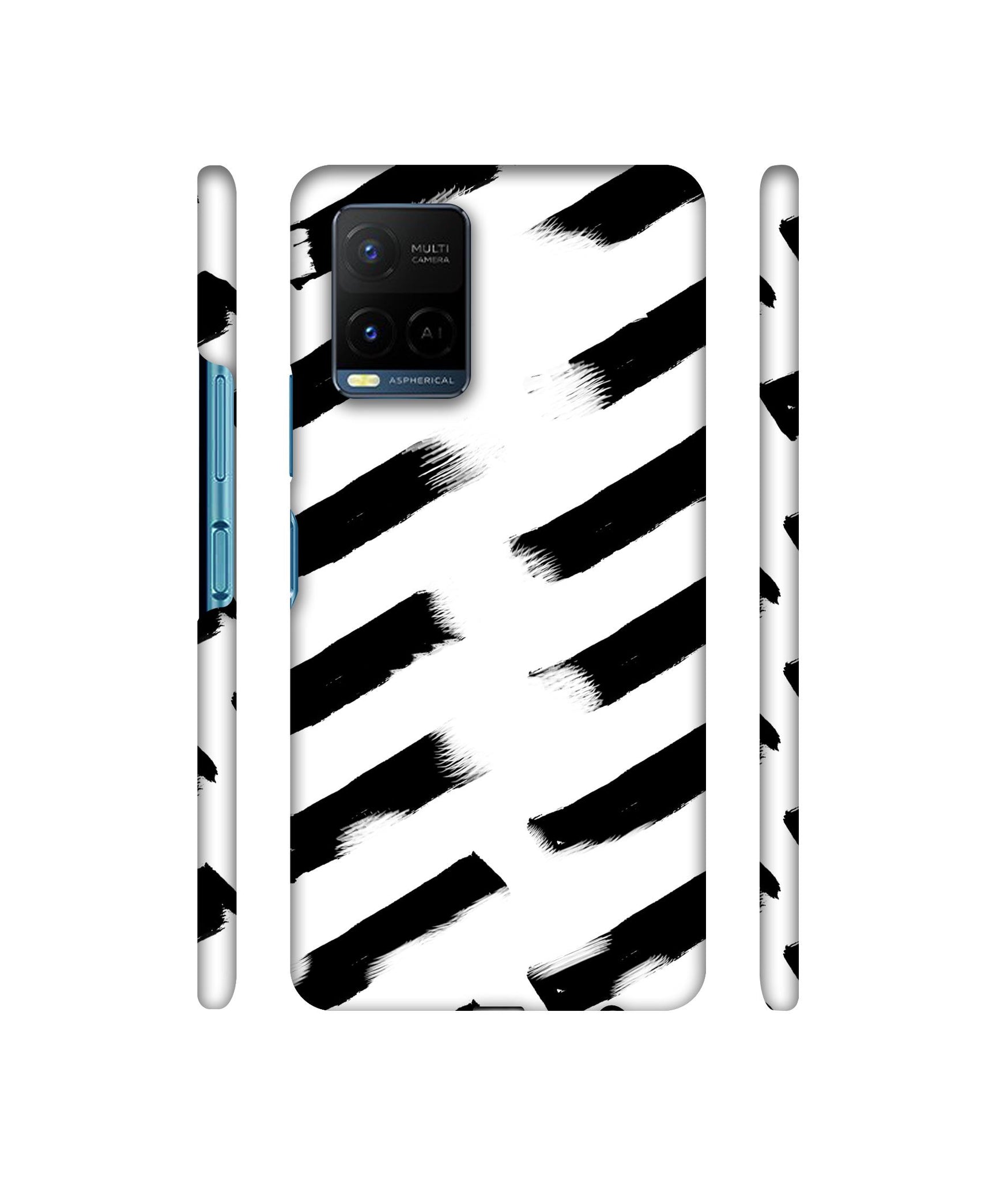 Black & White Rectangle Designer Hard Back Cover for Vivo Y21