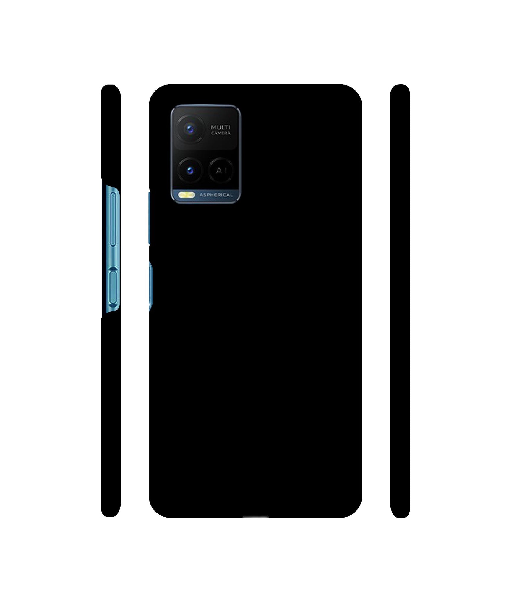 Solid Black Designer Hard Back Cover for Vivo Y21