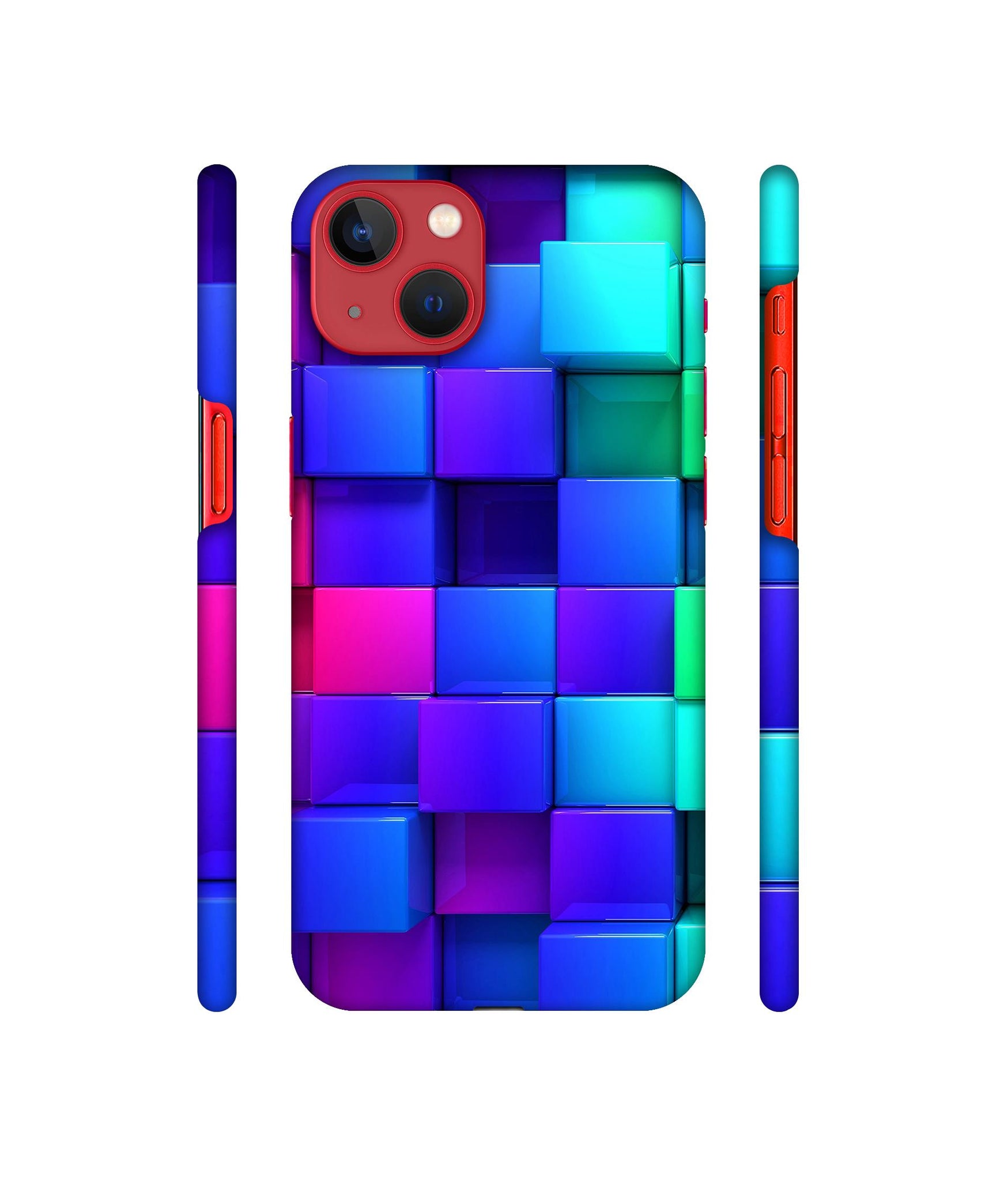 Blocks Rainbow 3D Graphics Designer Hard Back Cover for Apple iPhone 13