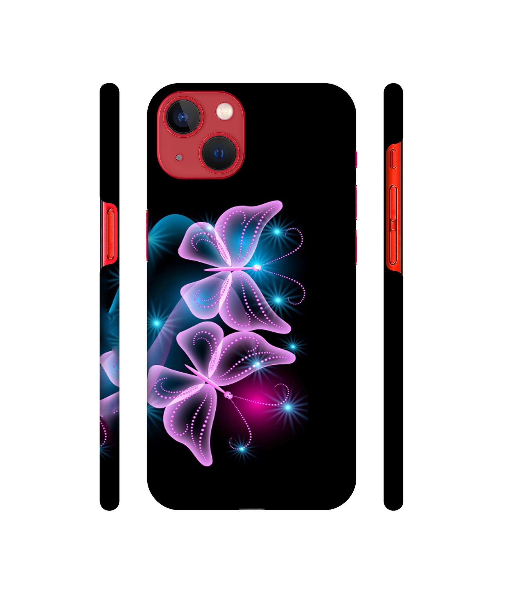 Butterflies Neon Light Designer Hard Back Cover for Apple iPhone 13