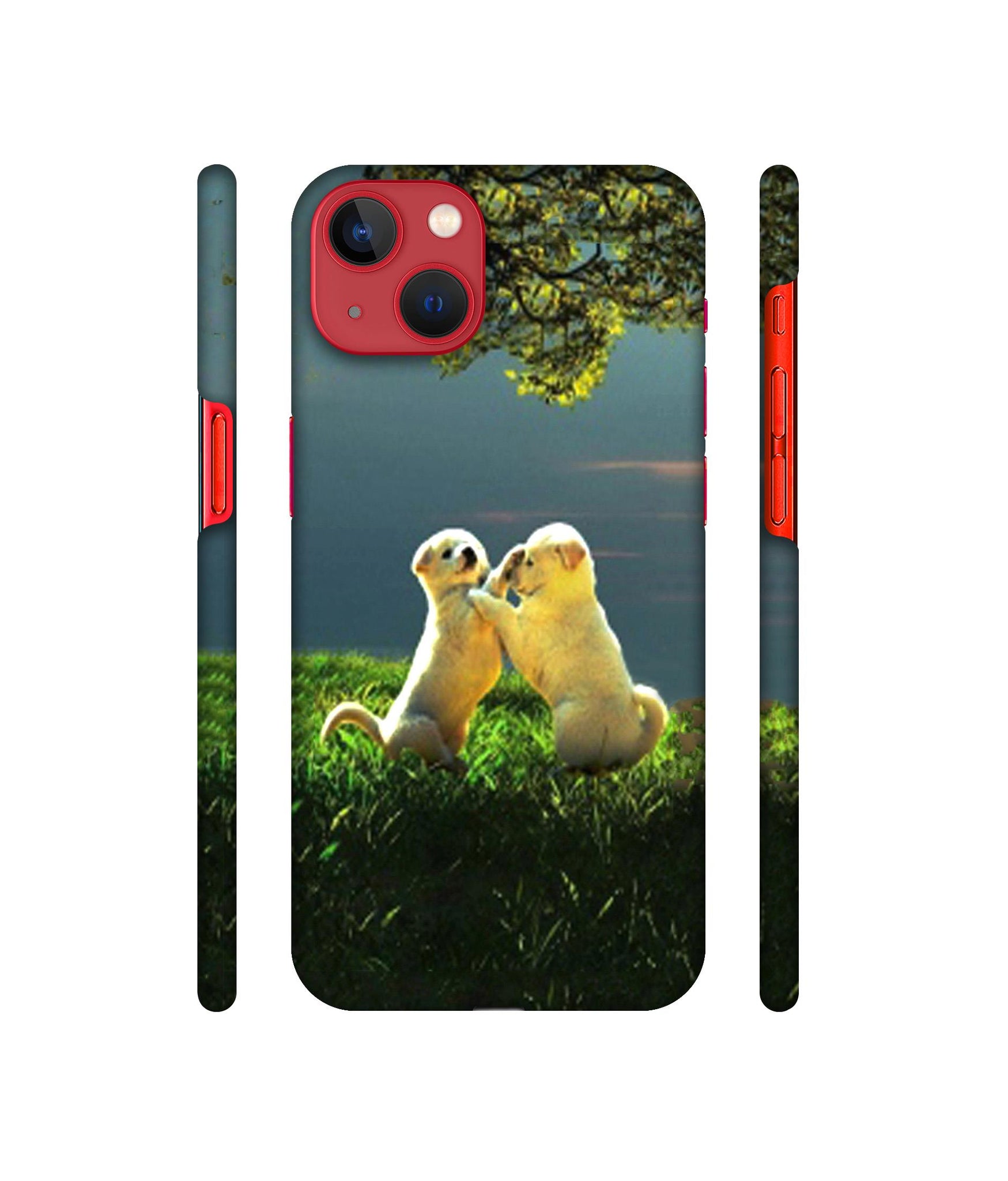 Puppy Couple Play Kids Nature Designer Hard Back Cover for Apple iPhone 13