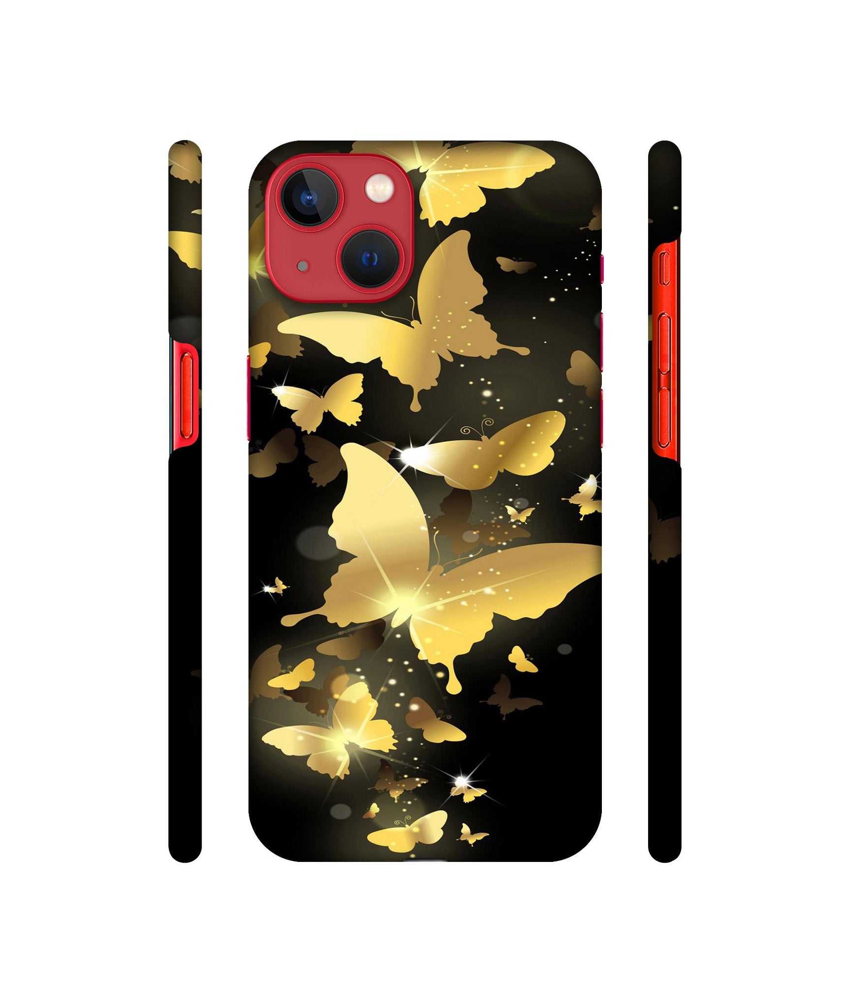 Golden Butterfly Pattern Designer Hard Back Cover for Apple iPhone 13