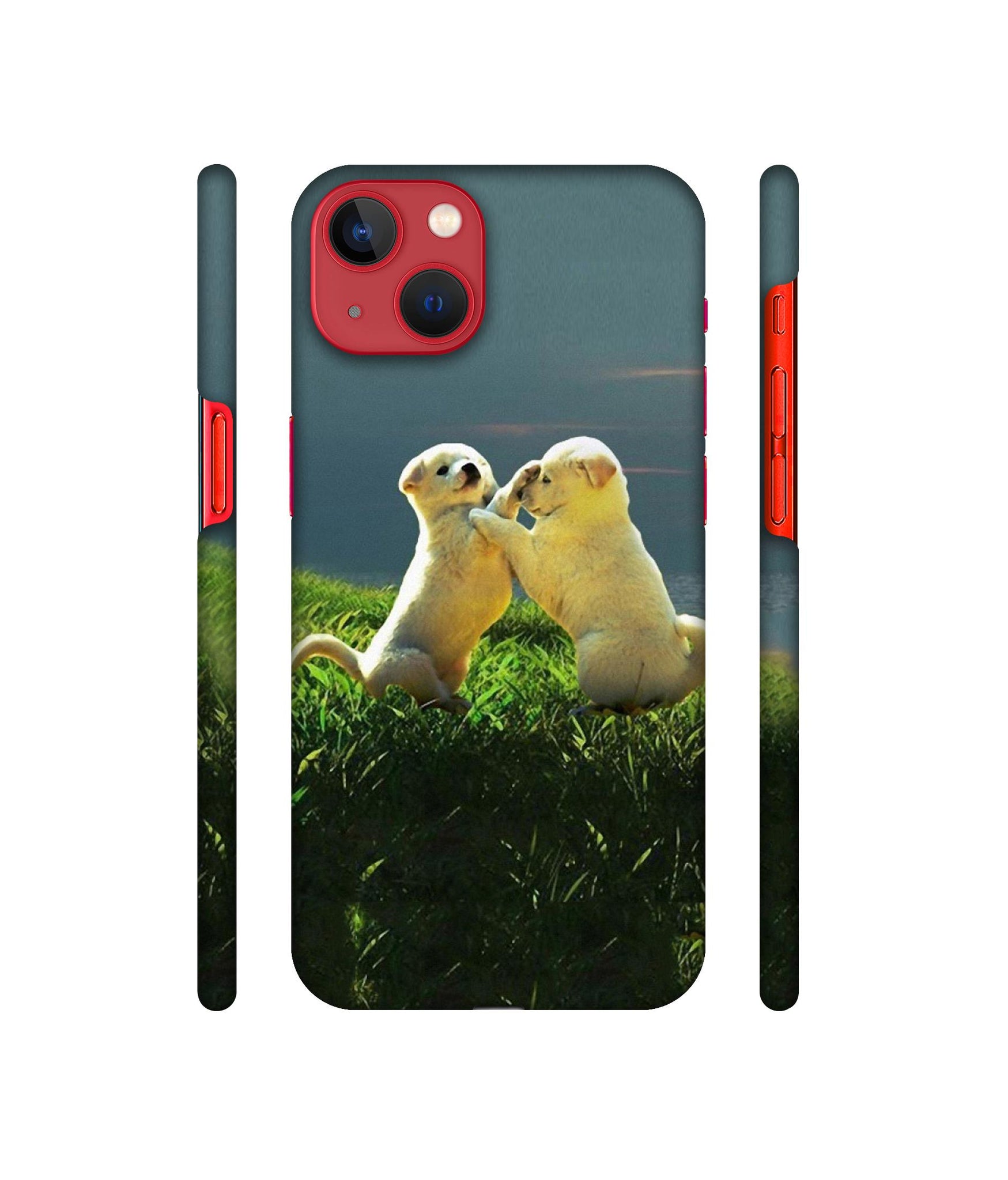 Puppy Couple Sunset Designer Hard Back Cover for Apple iPhone 13