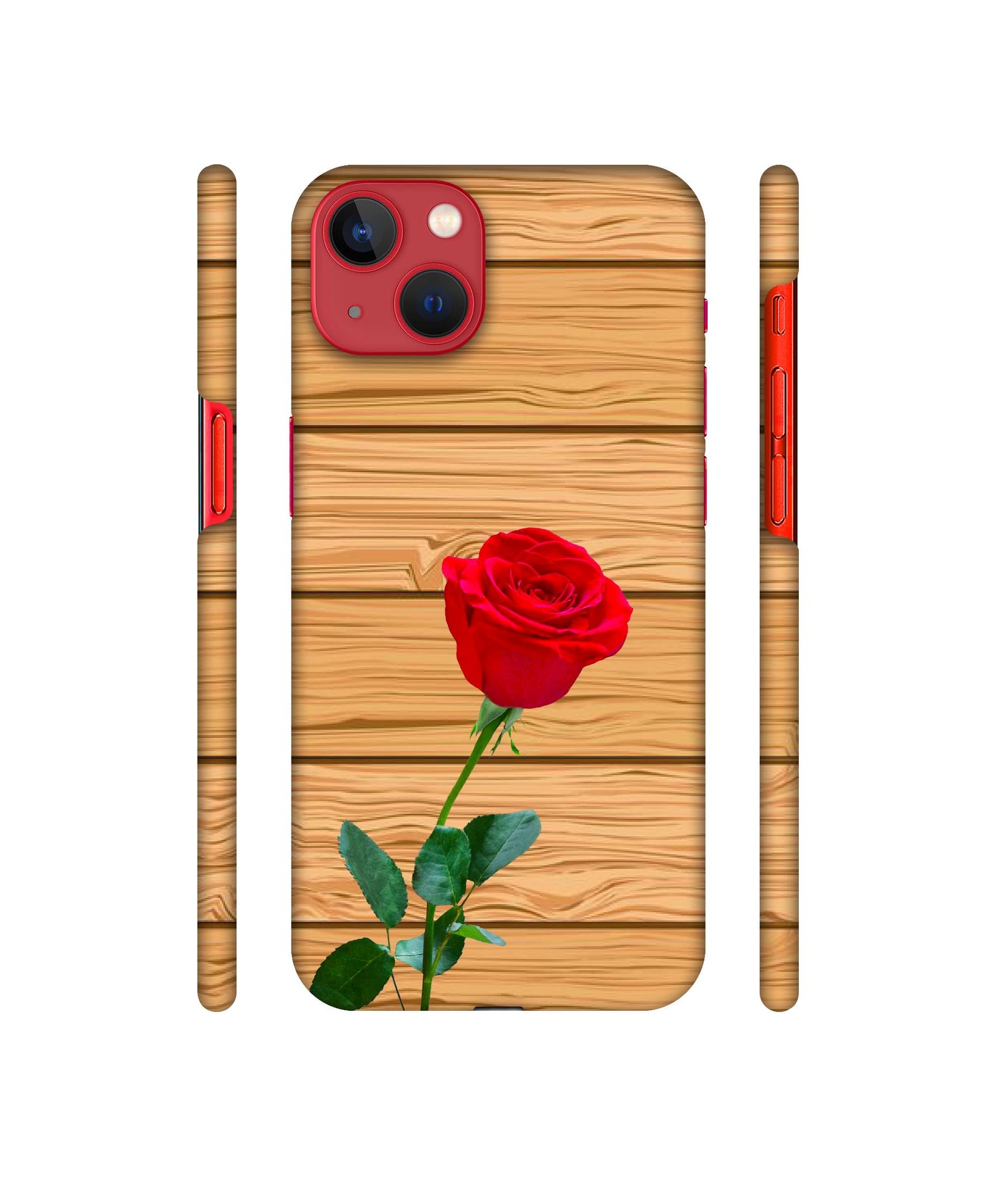 Rose With Wooden Texture Designer Hard Back Cover for Apple iPhone 13