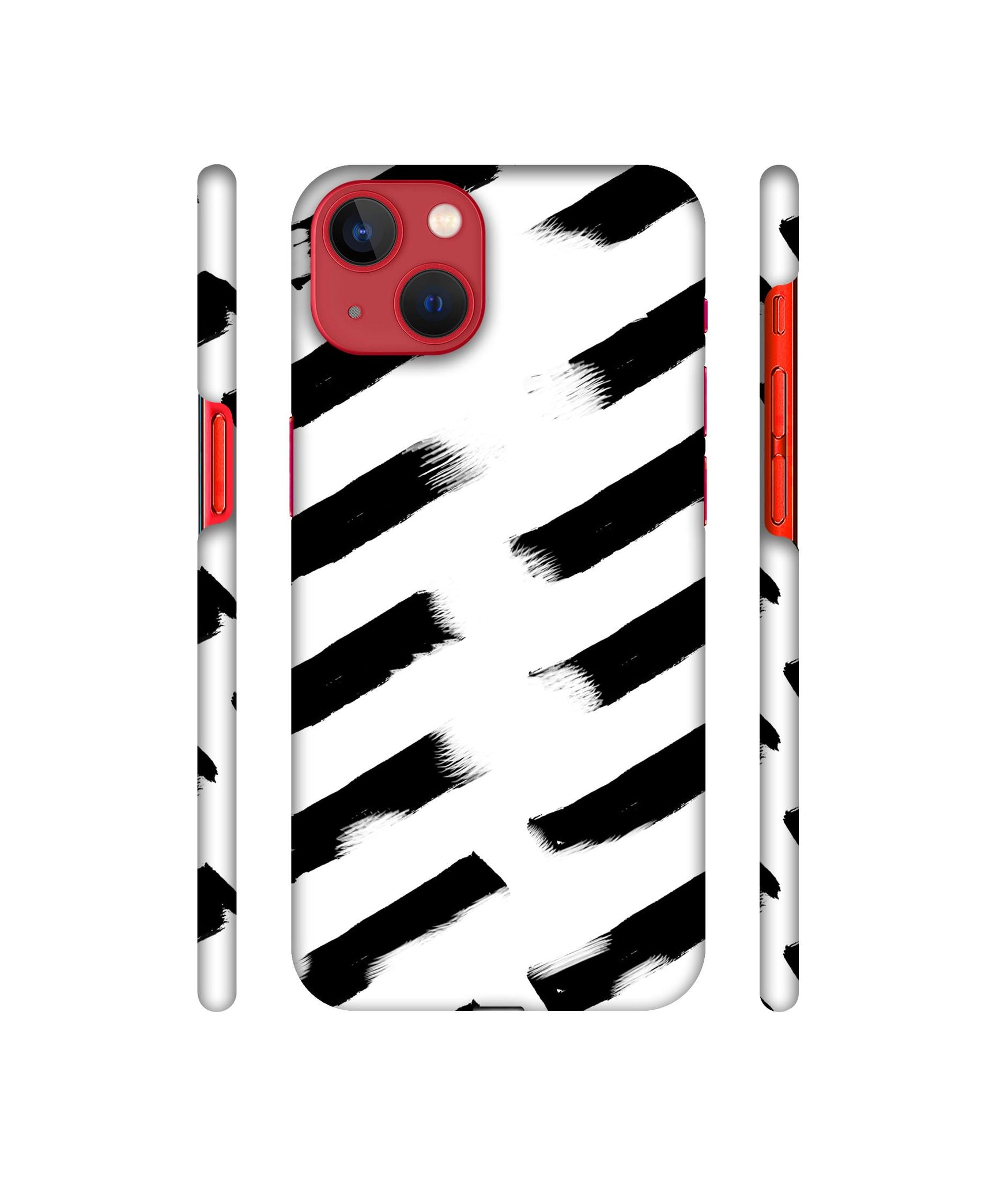 Black & White Rectangle Designer Hard Back Cover for Apple iPhone 13