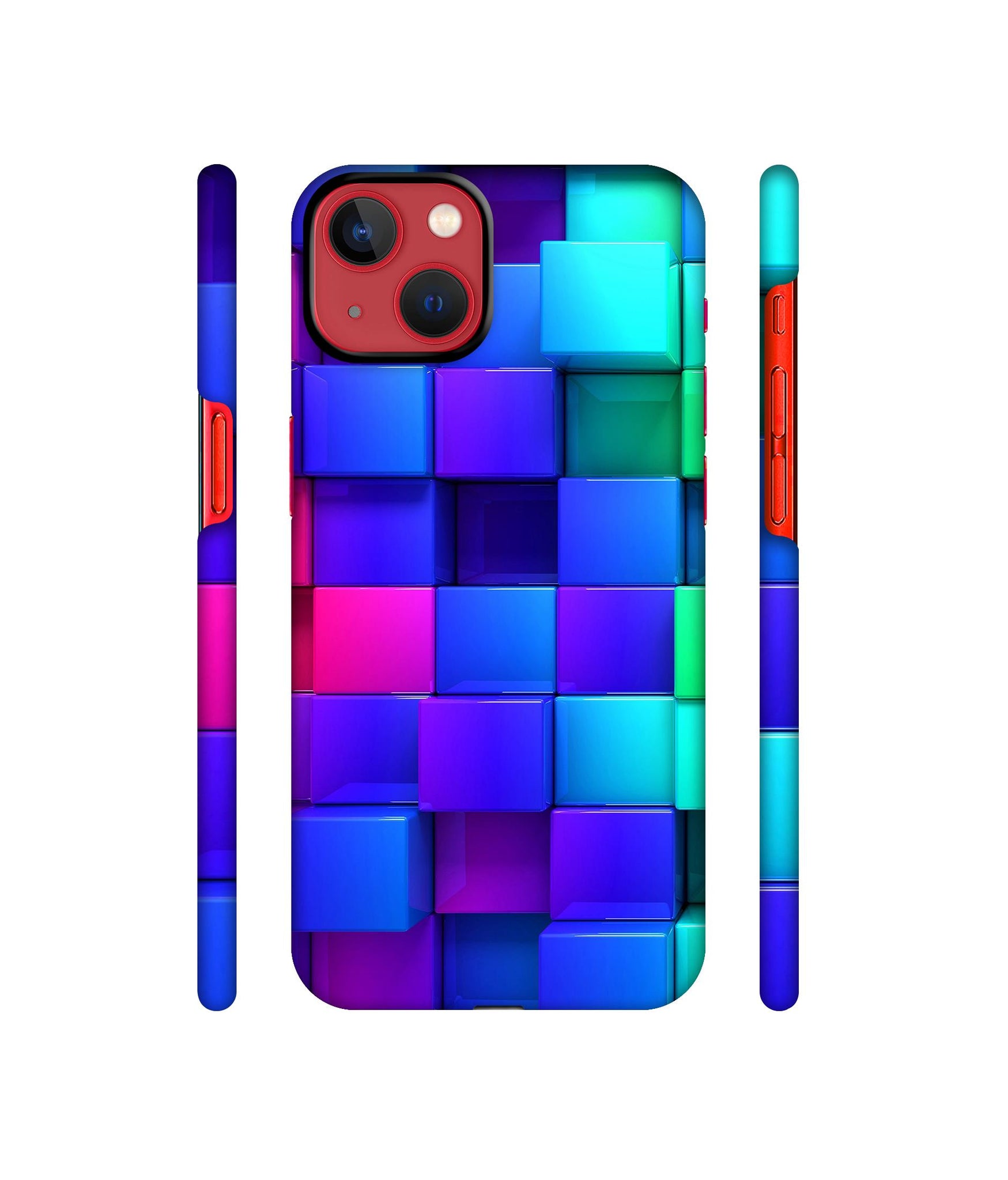 Blocks Rainbow 3D Graphics Designer Hard Back Cover for Apple iPhone 13